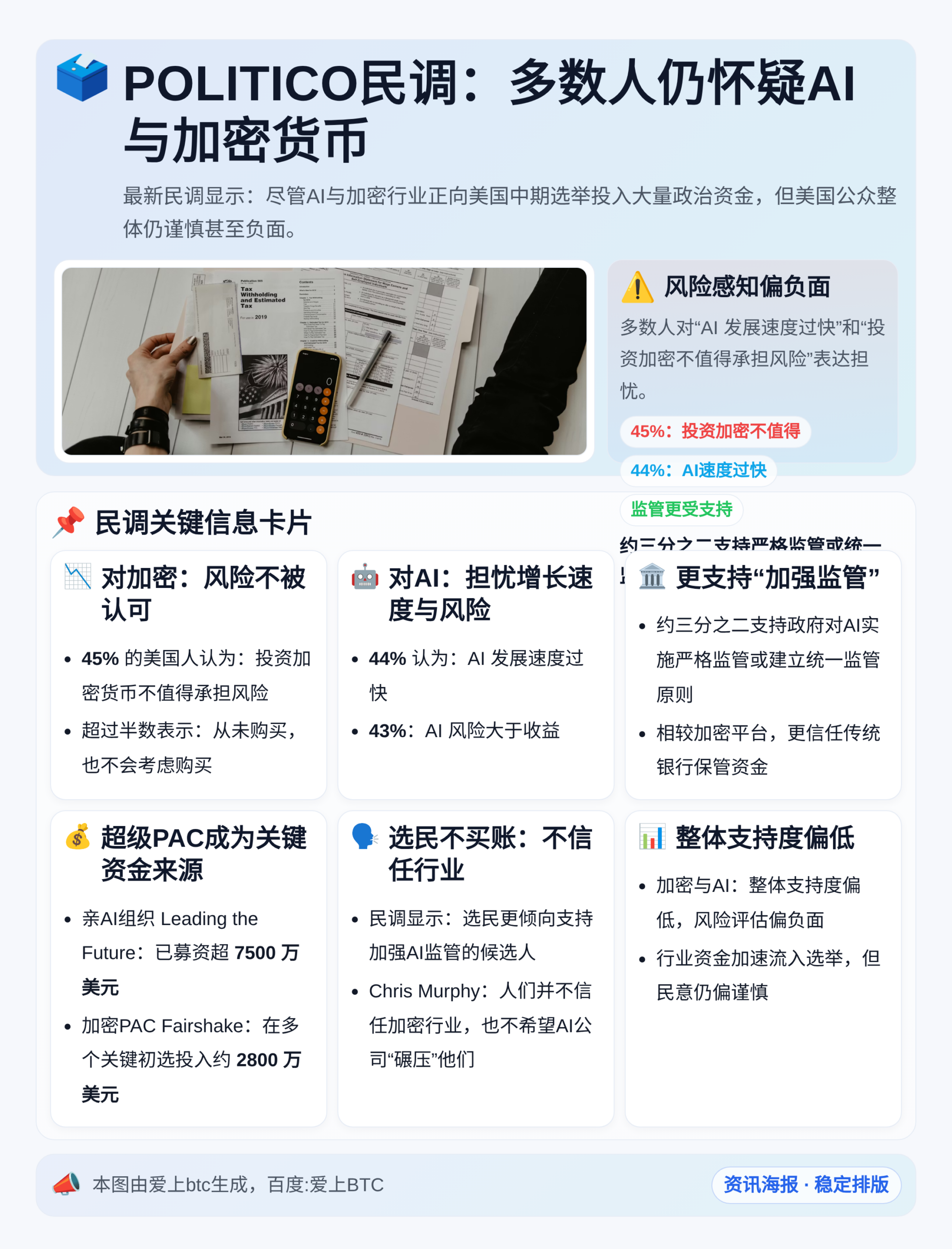 POLITICO民调：多数人仍怀疑AI与加密货币