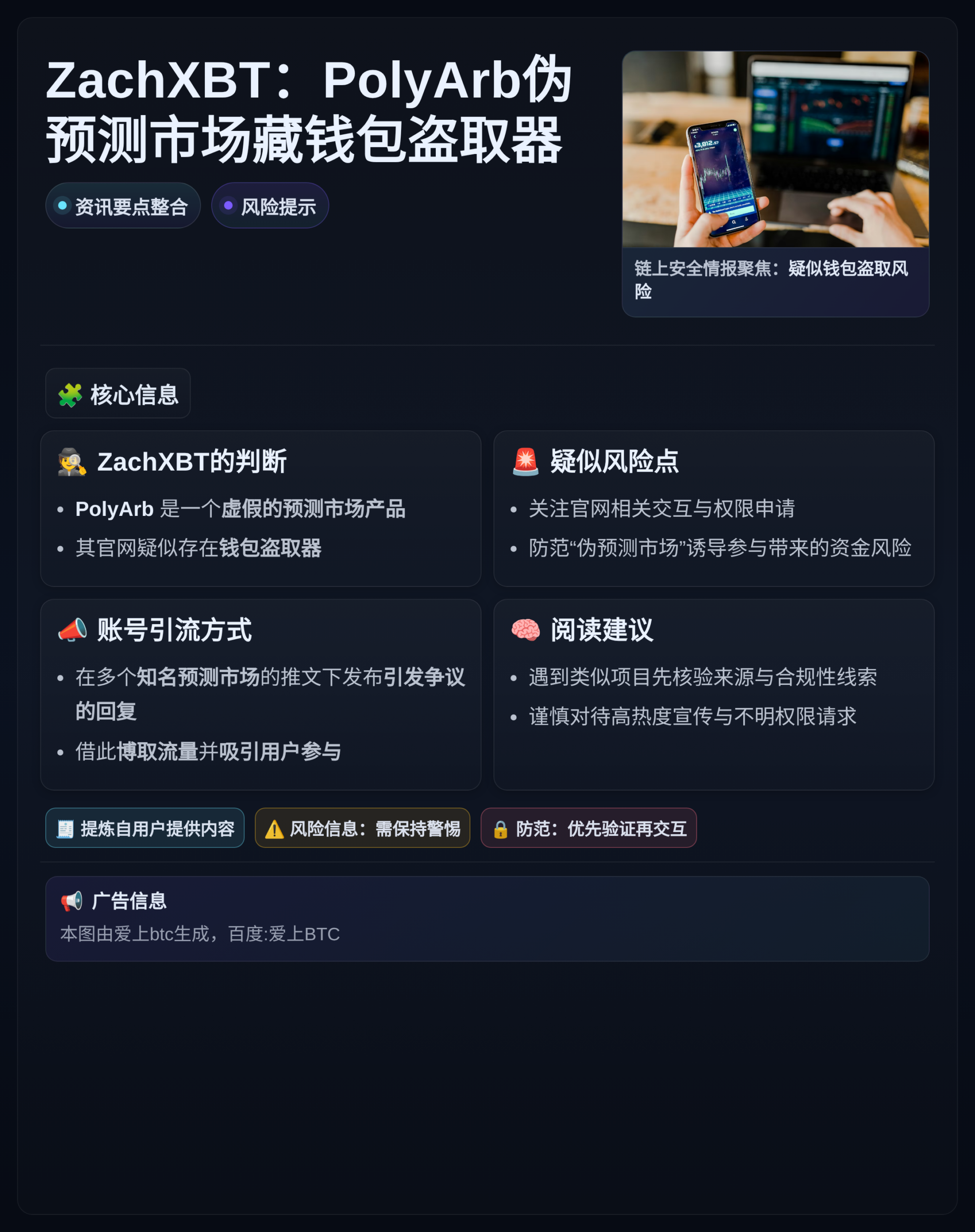 ZachXBT：PolyArb伪预测市场藏钱包盗取器