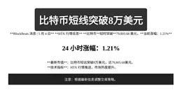 比特币短线突破8万美元