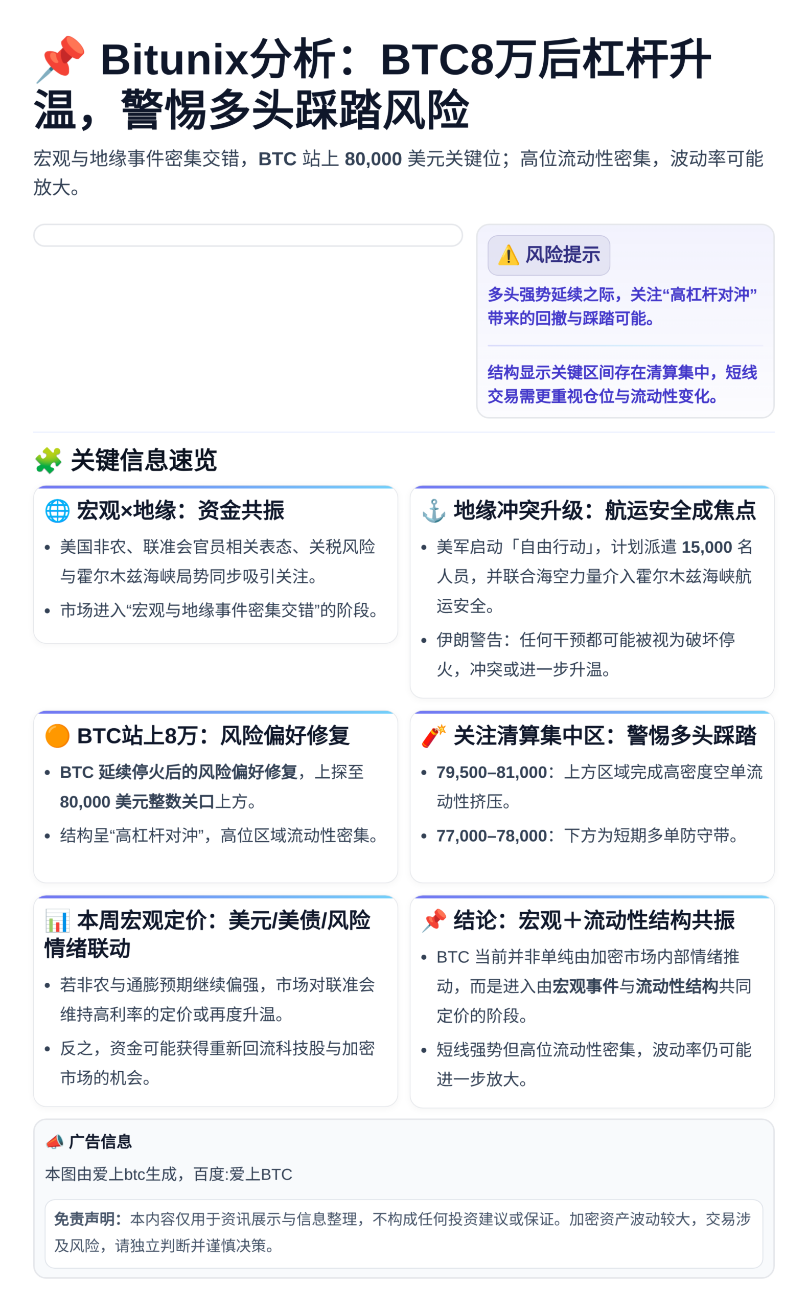 Bitunix分析：BTC8万后杠杆升温，警惕多头踩踏风险
