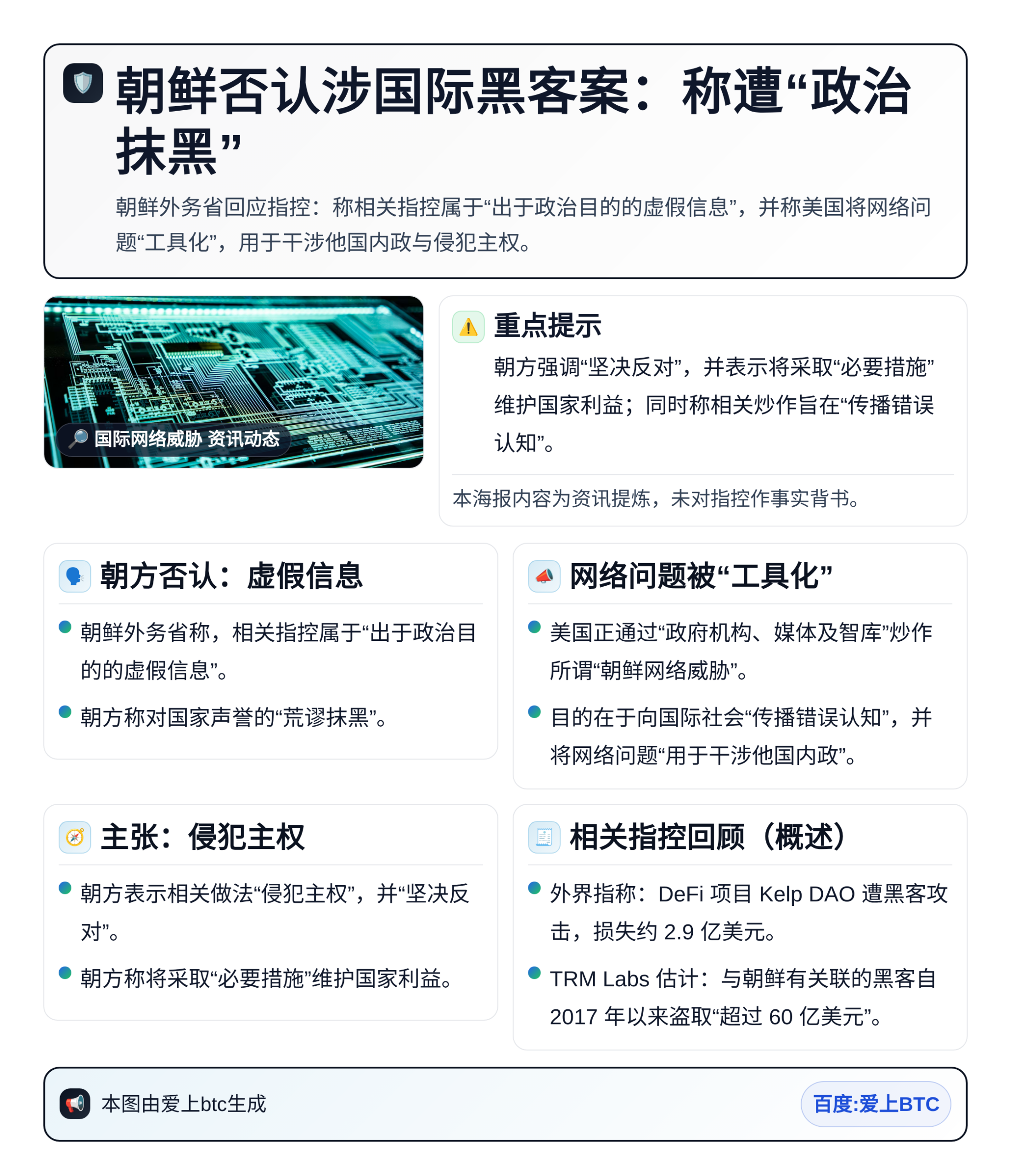 朝鲜否认涉国际黑客案：称遭“政治抹黑”