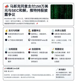 马斯克同意支付150万美元与SEC和解推特持股披露争议