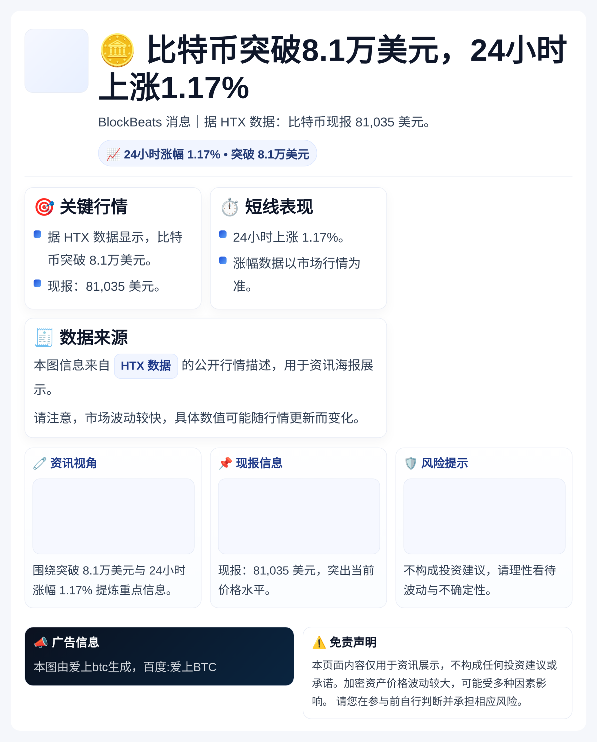 比特币突破8.1万美元，24小时上涨1.17%