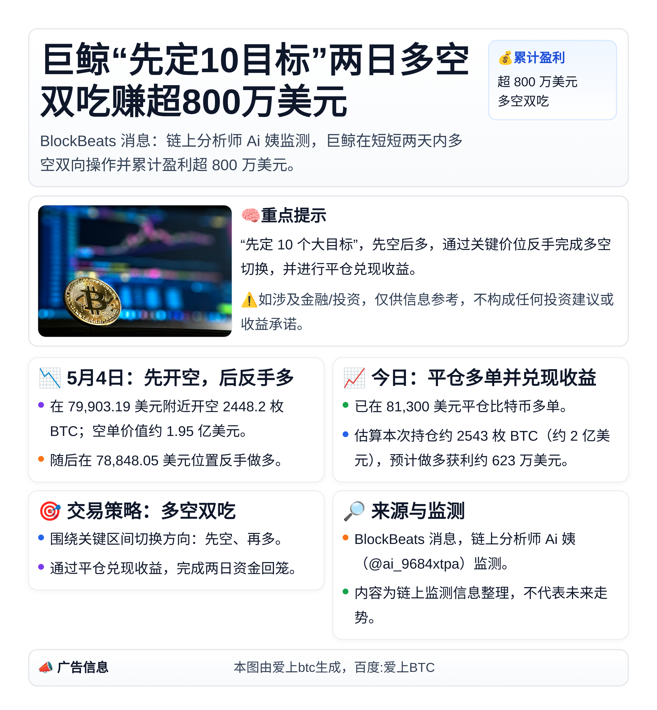 巨鲸“先定10目标”两日多空双吃赚超800万美元