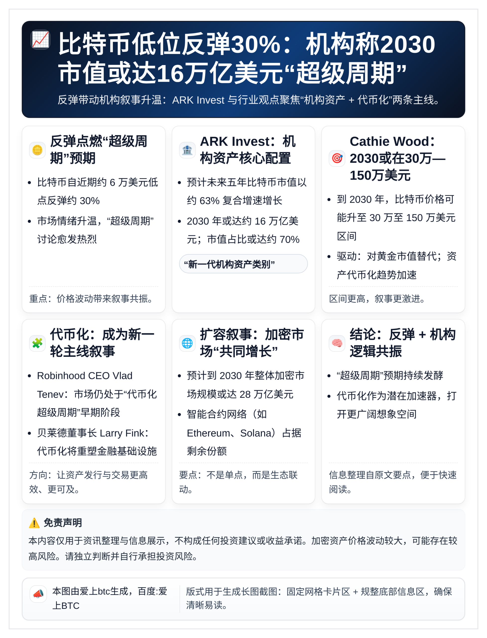 比特币低位反弹30%：机构称2030市值或达16万亿美元“超