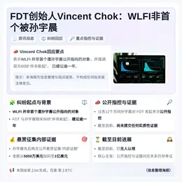 FDT创始人Vincent Chok：WLFI非首个被孙宇晨