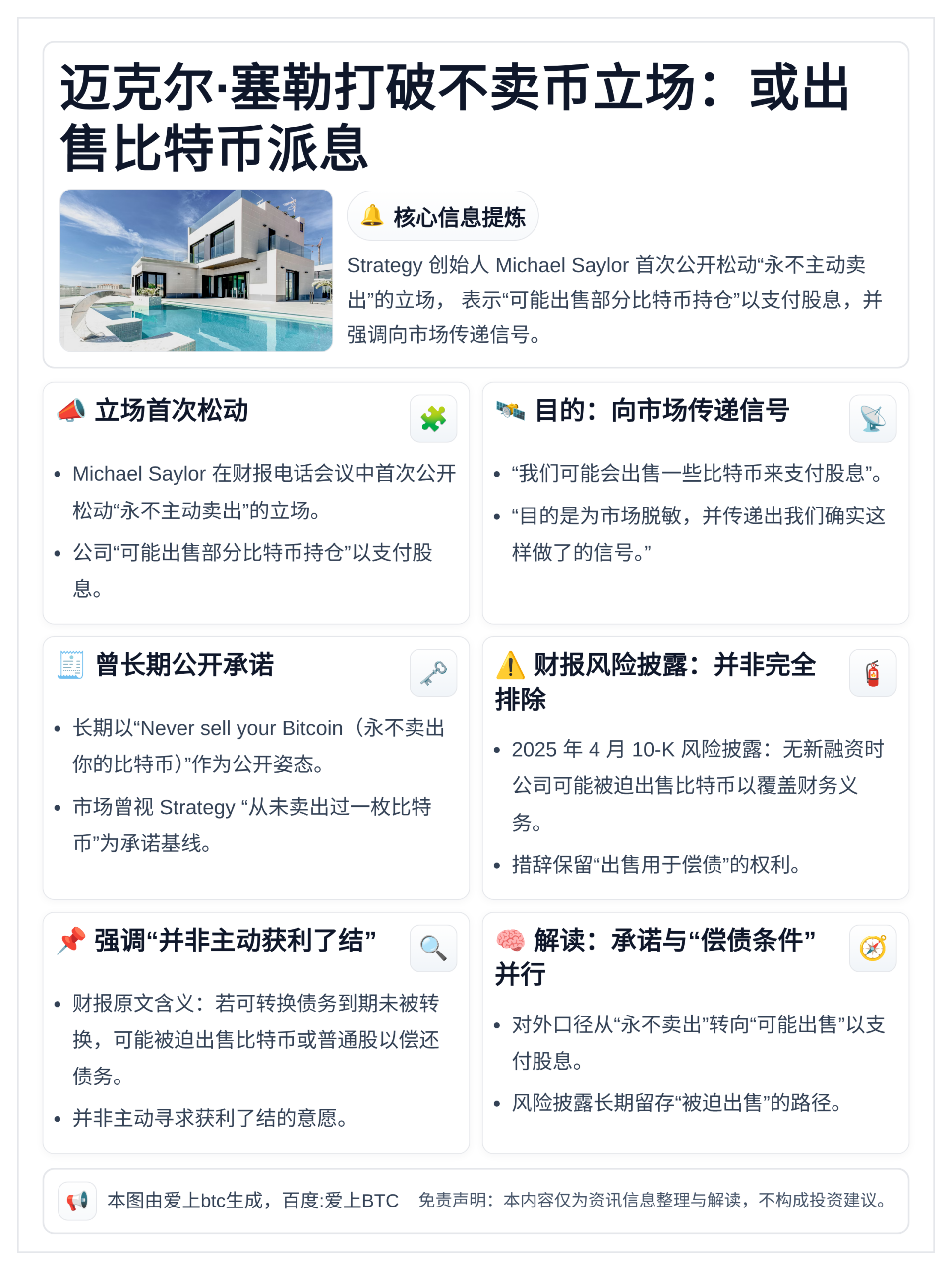 迈克尔·塞勒打破不卖币立场：或出售比特币派息