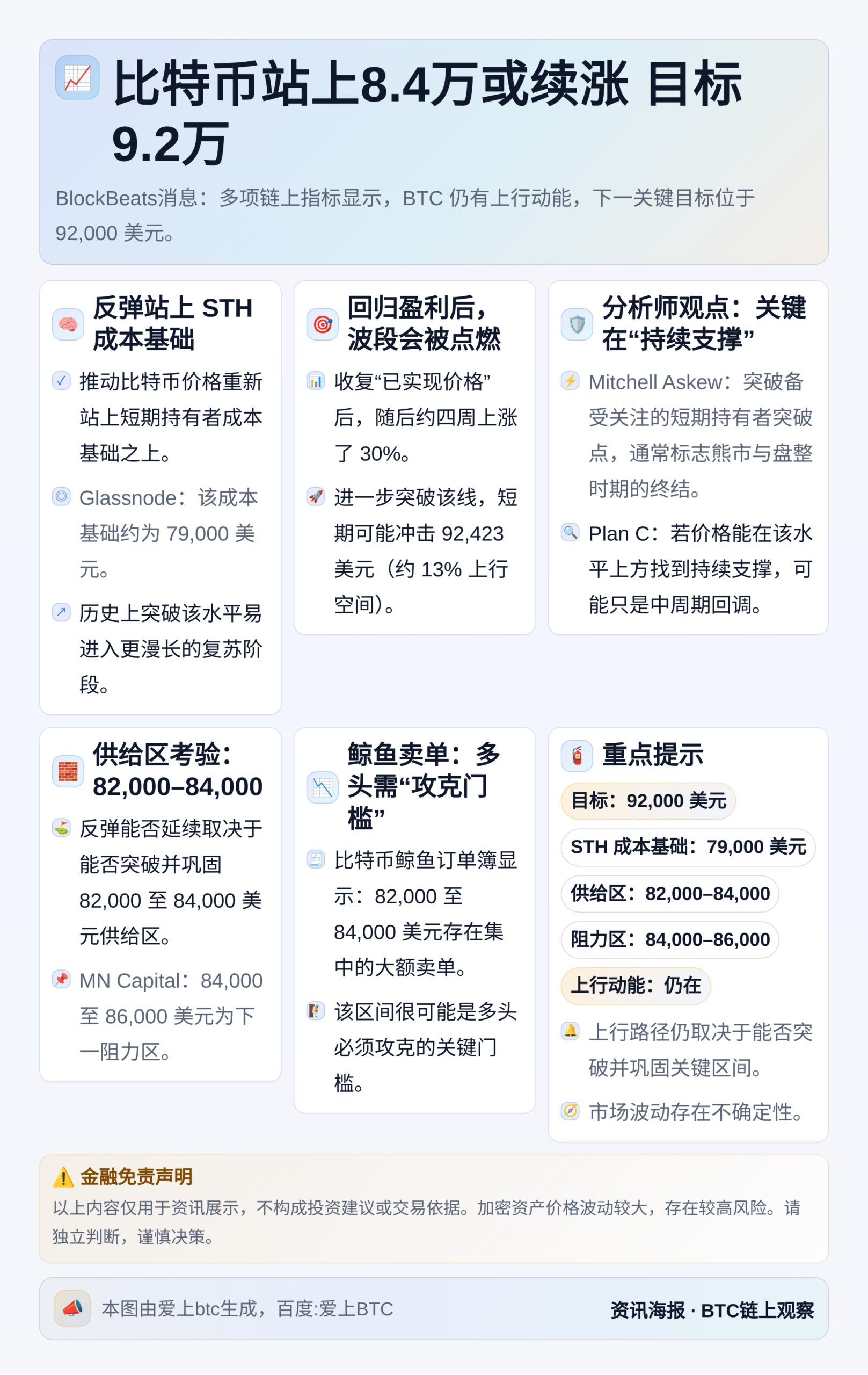 比特币站上8.4万或续涨 目标9.2万
