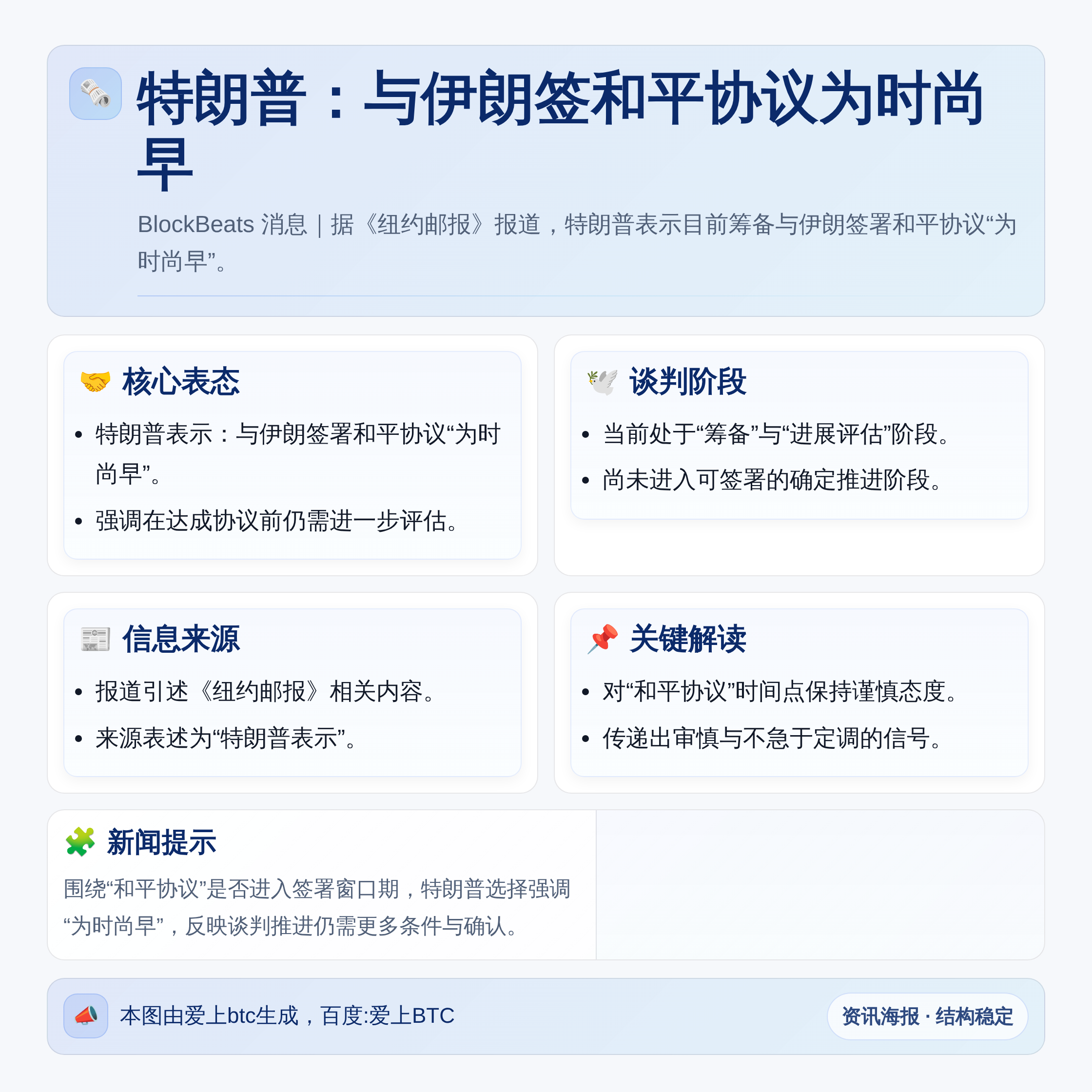 特朗普：与伊朗签和平协议为时尚早