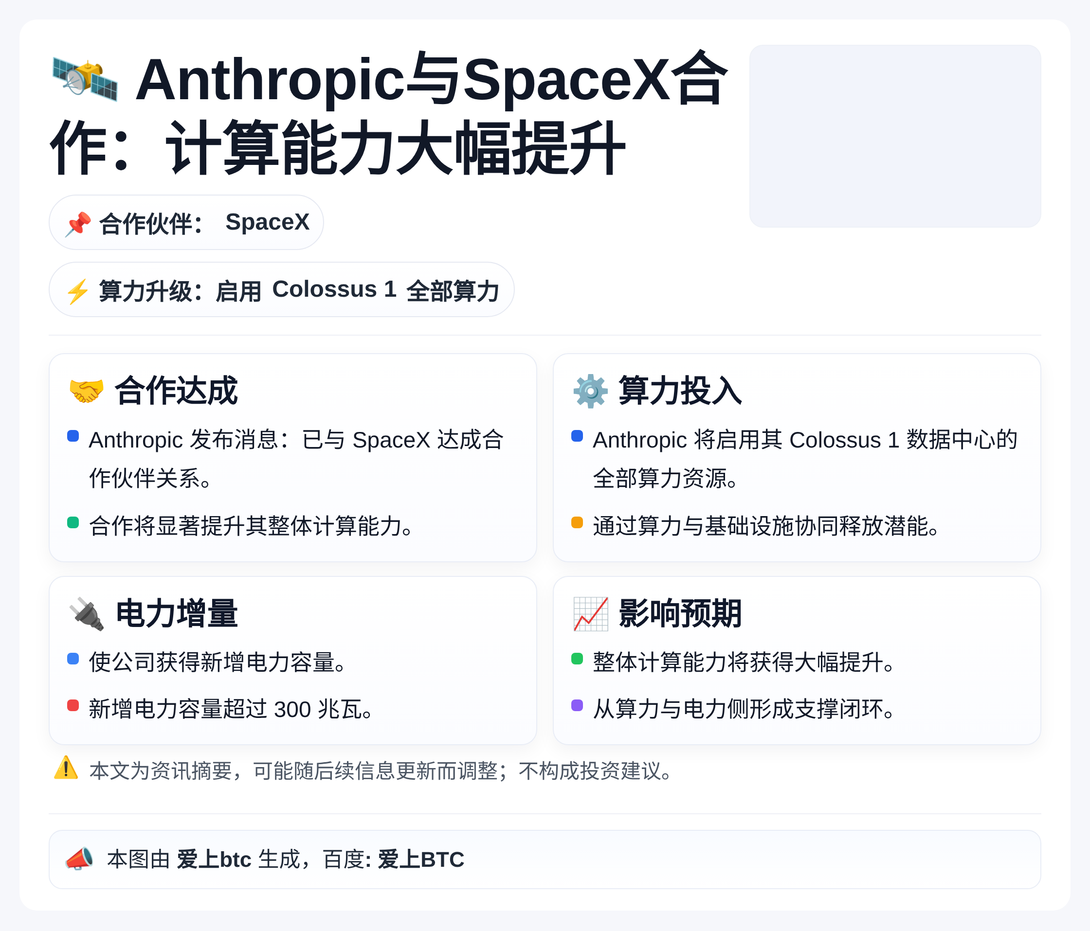 Anthropic与SpaceX合作：计算能力大幅提升