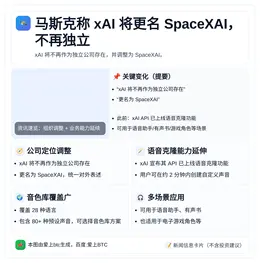马斯克称xAI将更名SpaceXAI不再独立