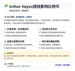 Arthur Hayes捏技影响比特币  
流动性主导市价