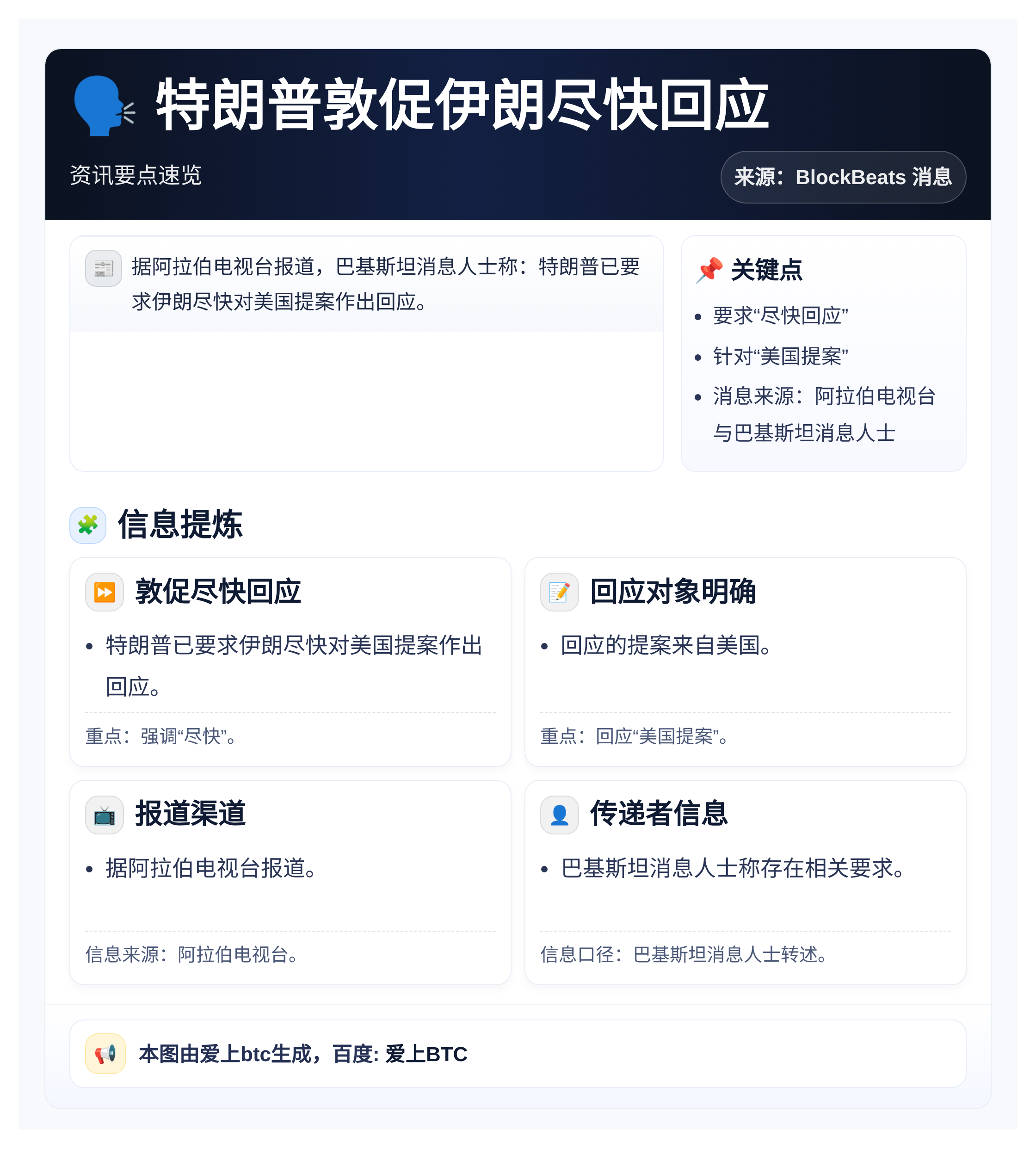 特朗普敦促伊朗尽快回应