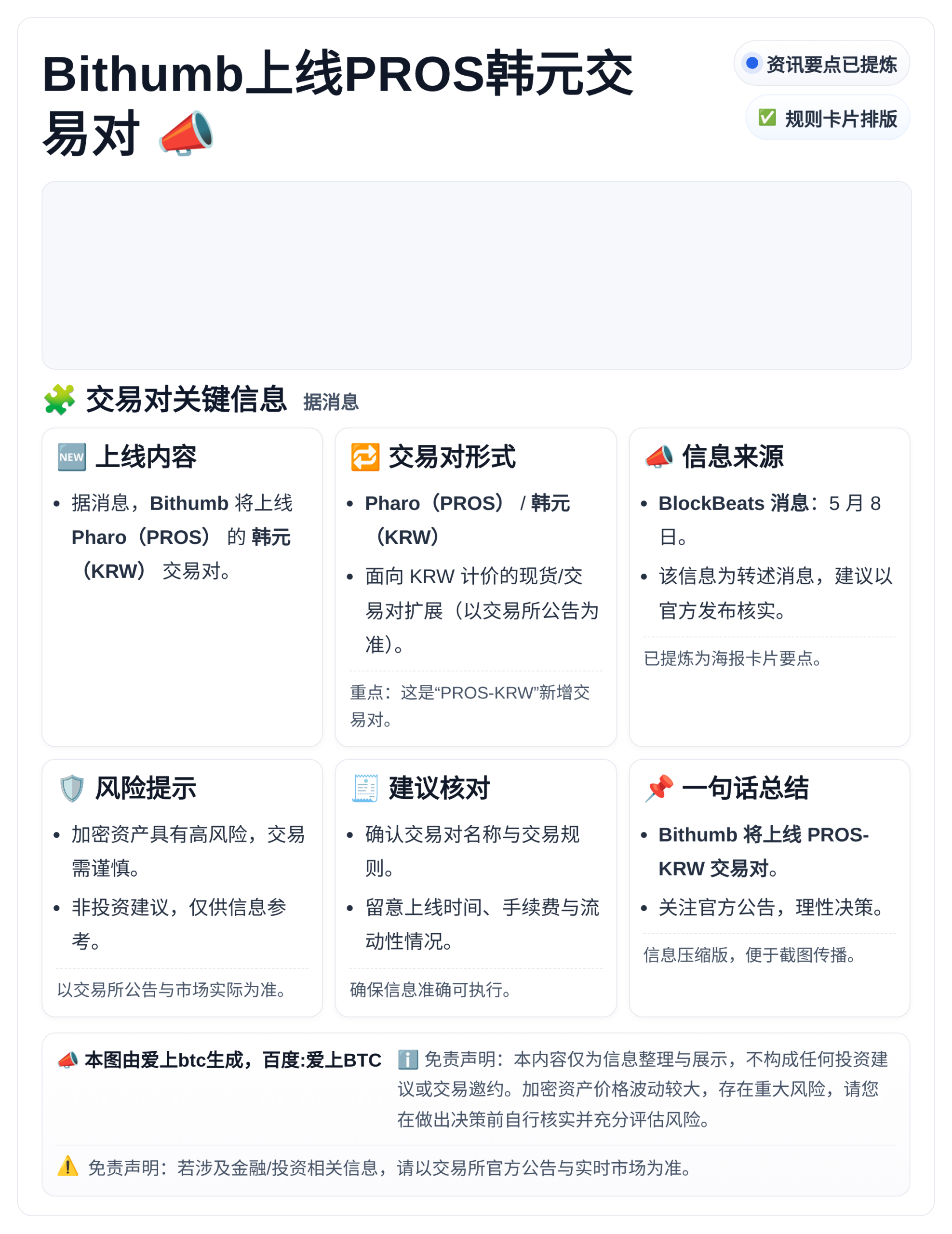Bithumb上线PROS韩元交易对
