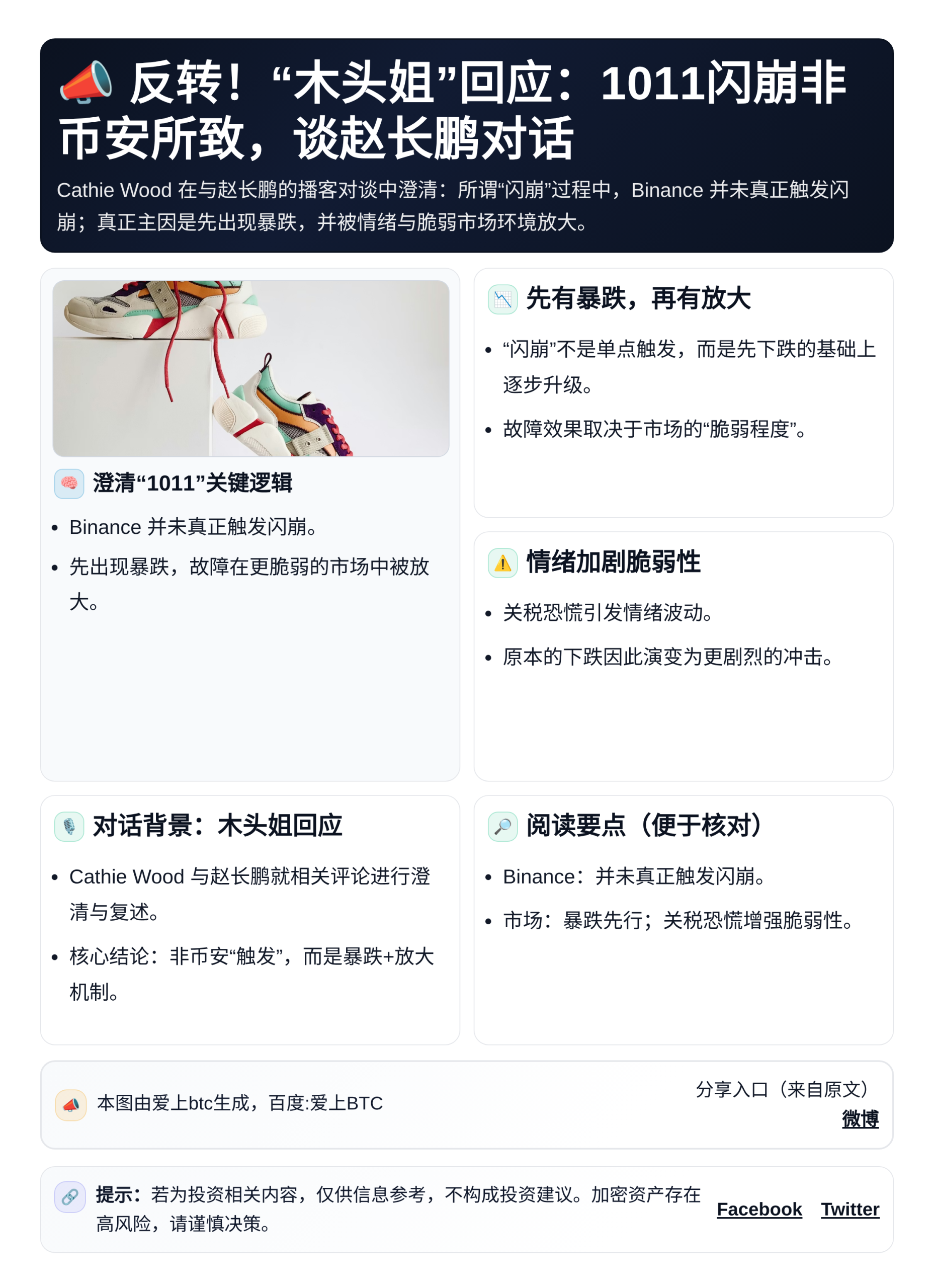 反转！“木头姐”回应：1011闪崩非币安所致，谈赵长鹏对话