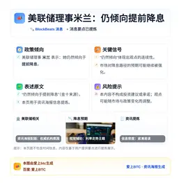 美联储理事米兰：仍倾向提前降息