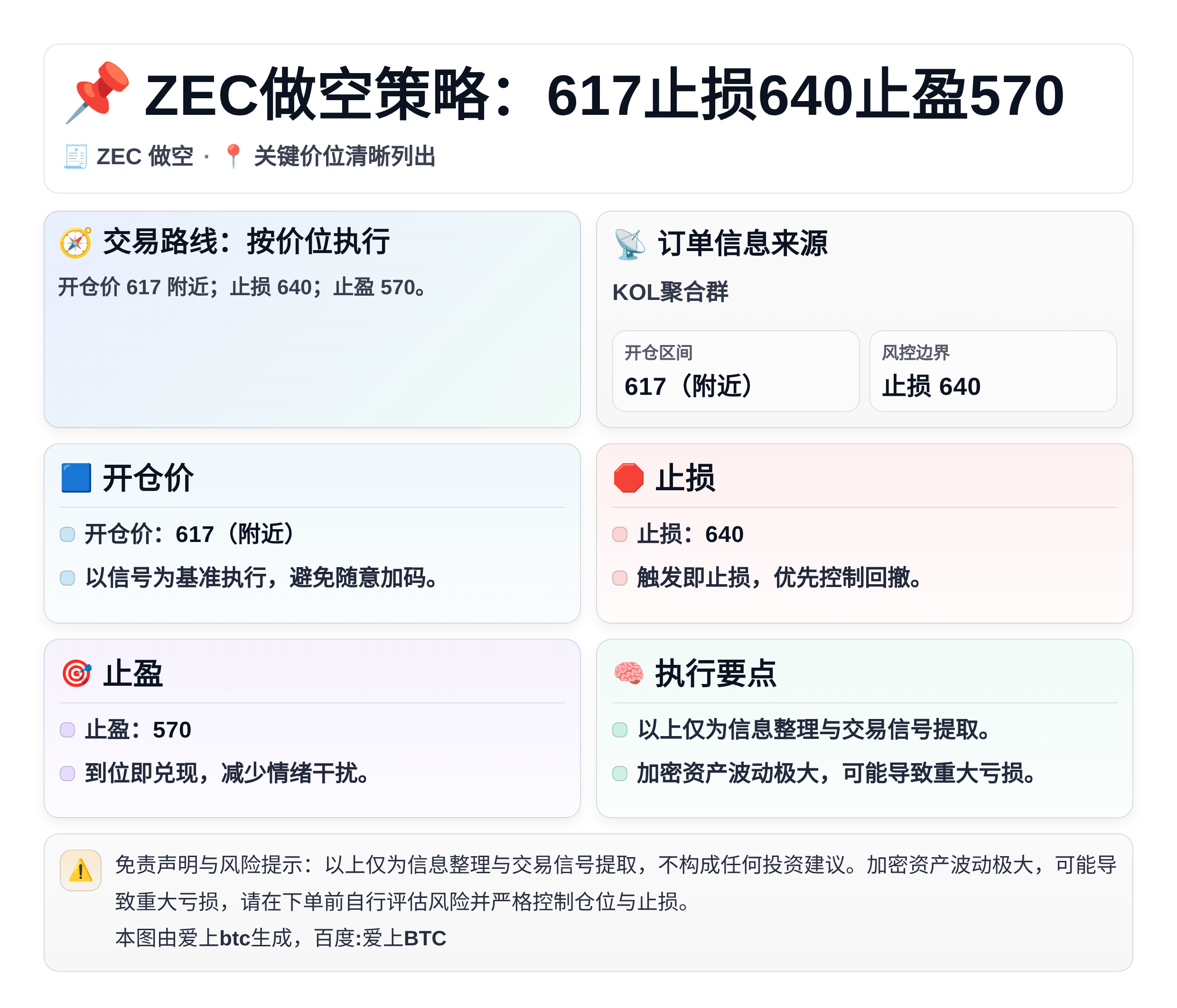 ZEC做空策略：617止损640止盈570