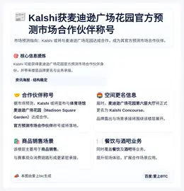 Kalshi获麦迪逊广场花园官方预测市场合作伙伴称号