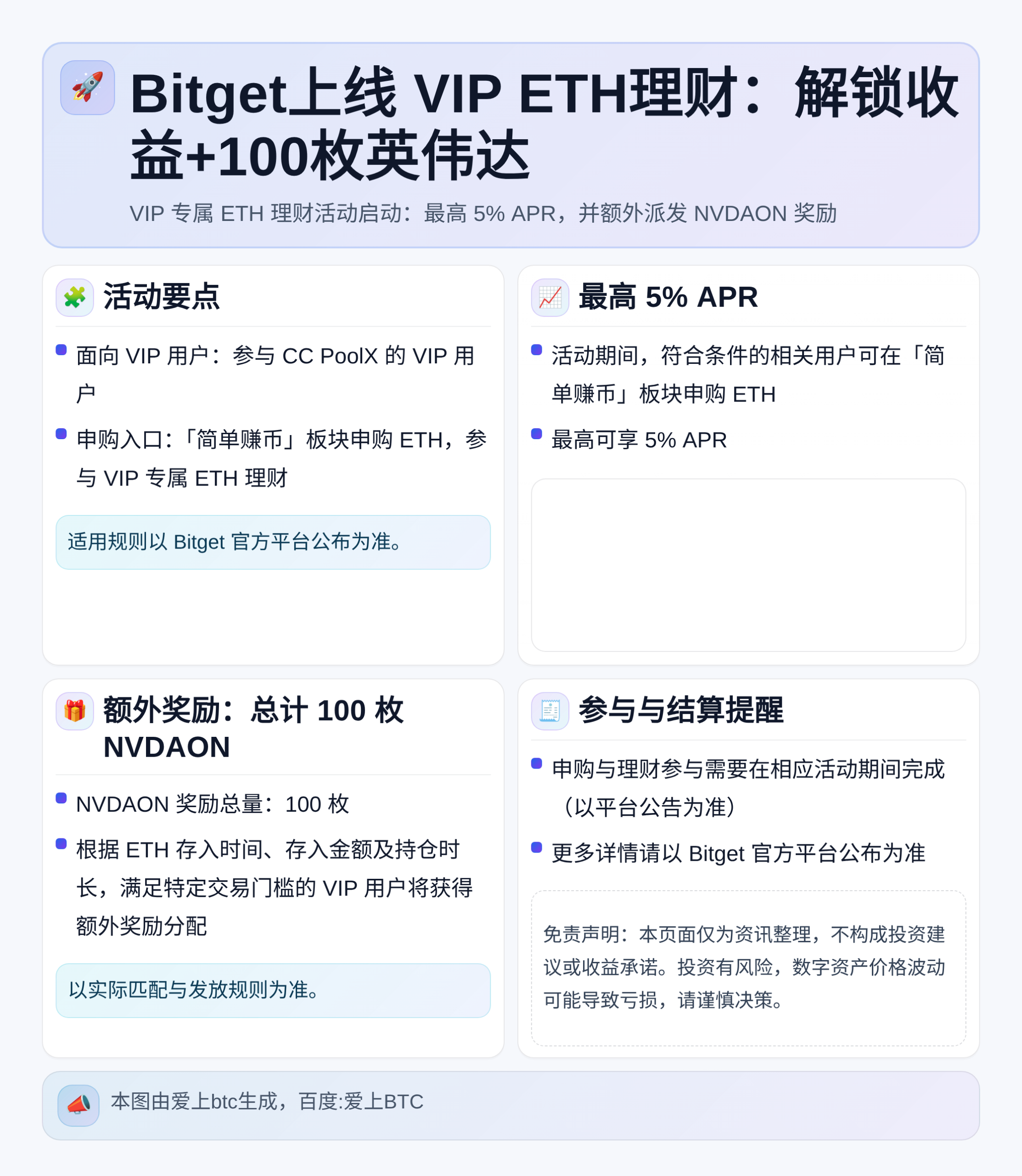 Bitget上线VIP ETH理财：解锁收益+100枚英伟达