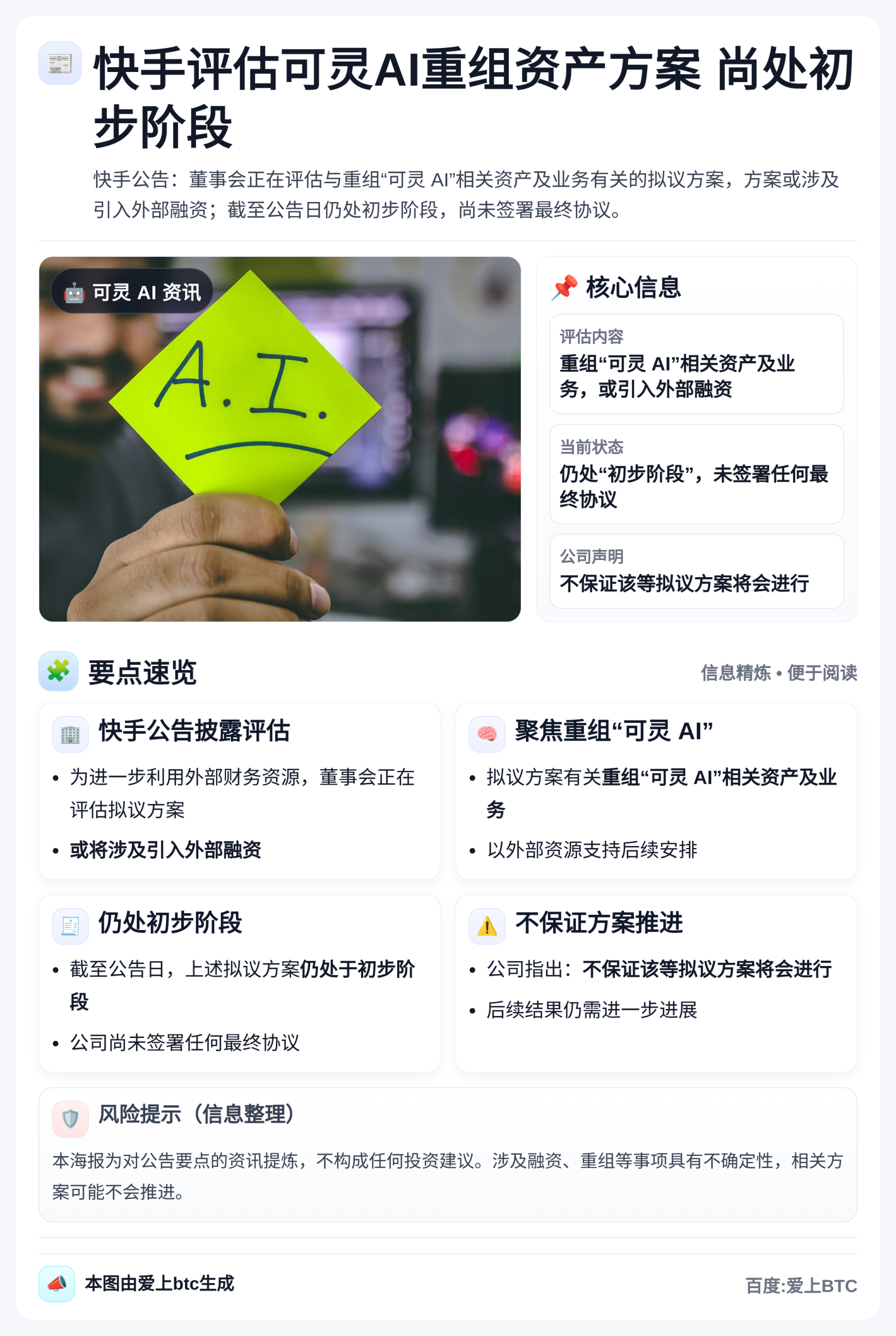 快手评估可灵AI重组资产方案 尚处初步阶段