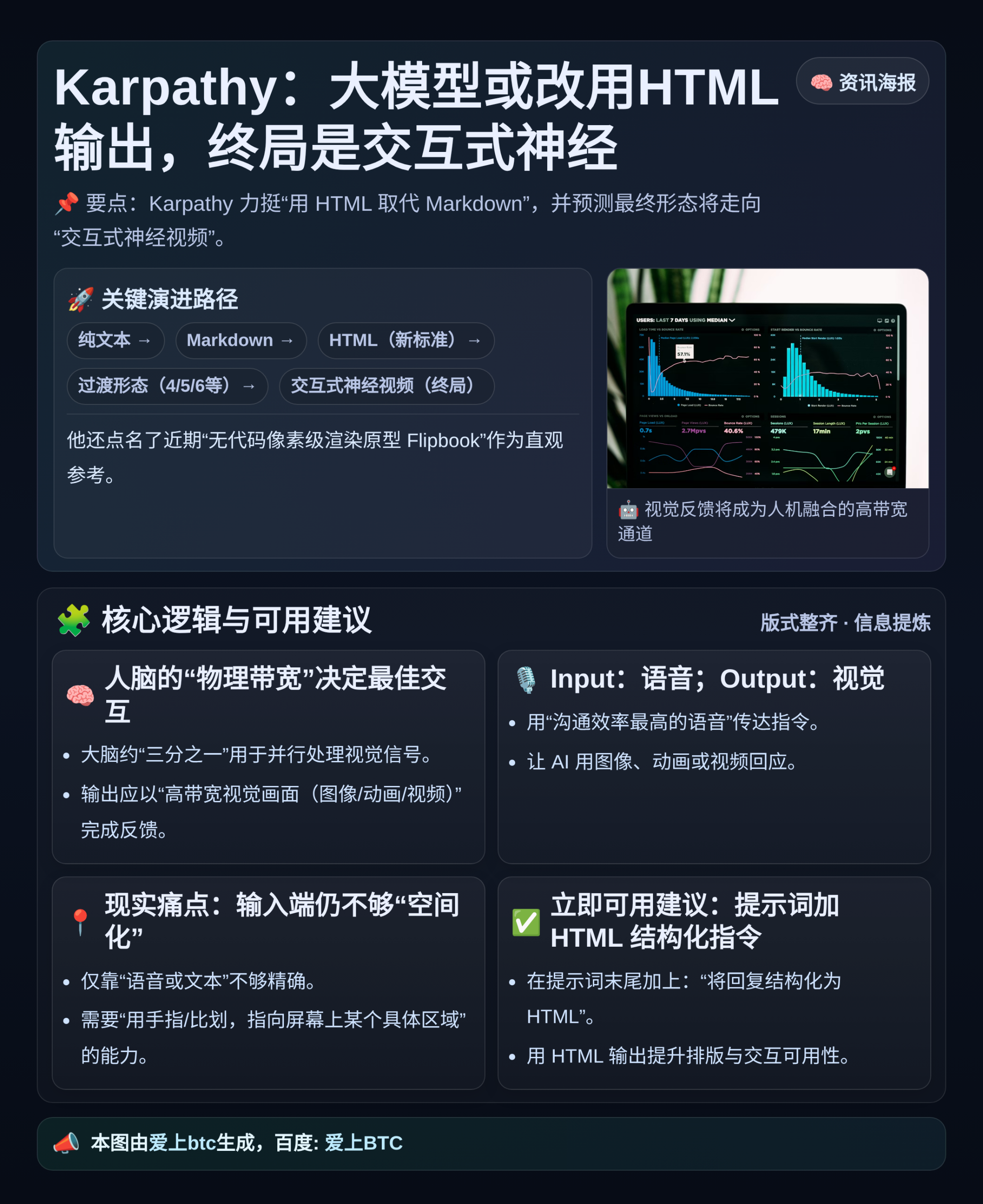 Karpathy：大模型或改用HTML输出，终局是交互式神经