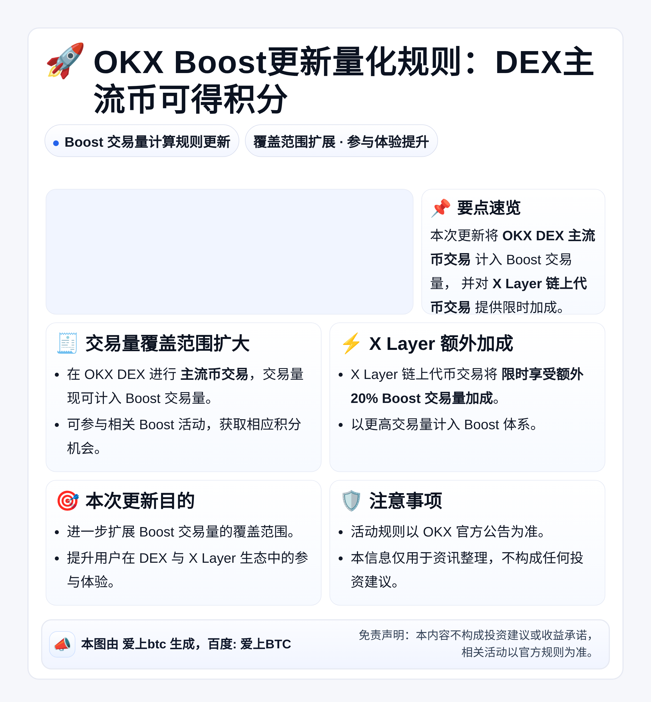 OKX Boost更新量化规则：DEX主流币可得积分