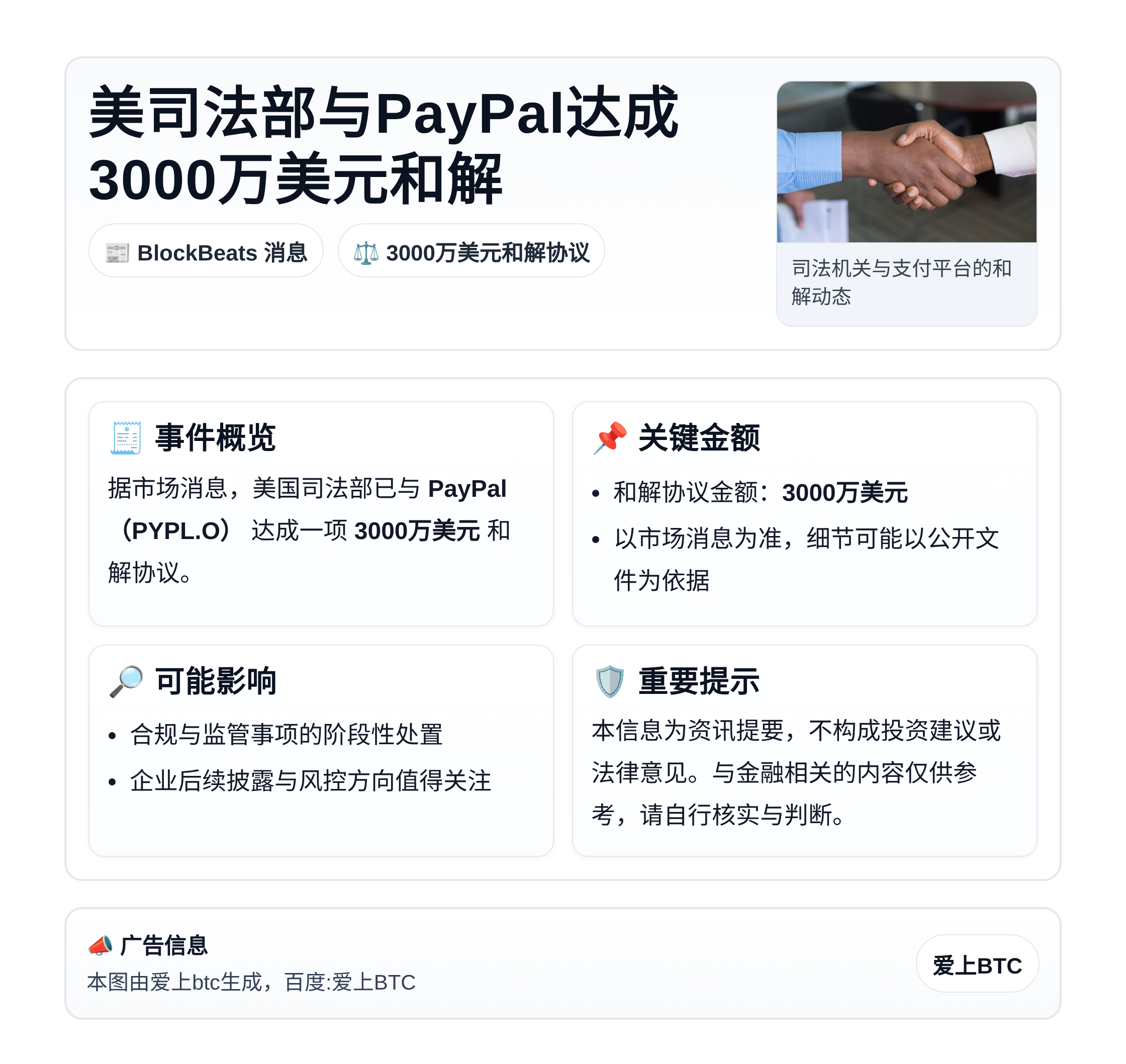 美司法部与PayPal达成3000万美元和解