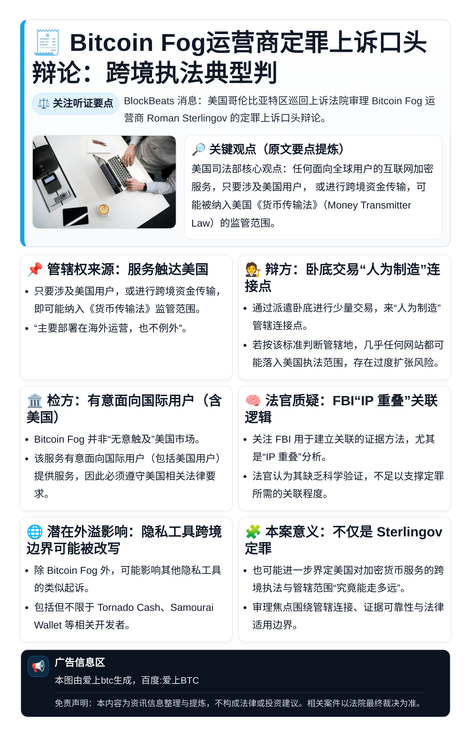 Bitcoin Fog运营商定罪上诉口头辩论：跨境执法典型判