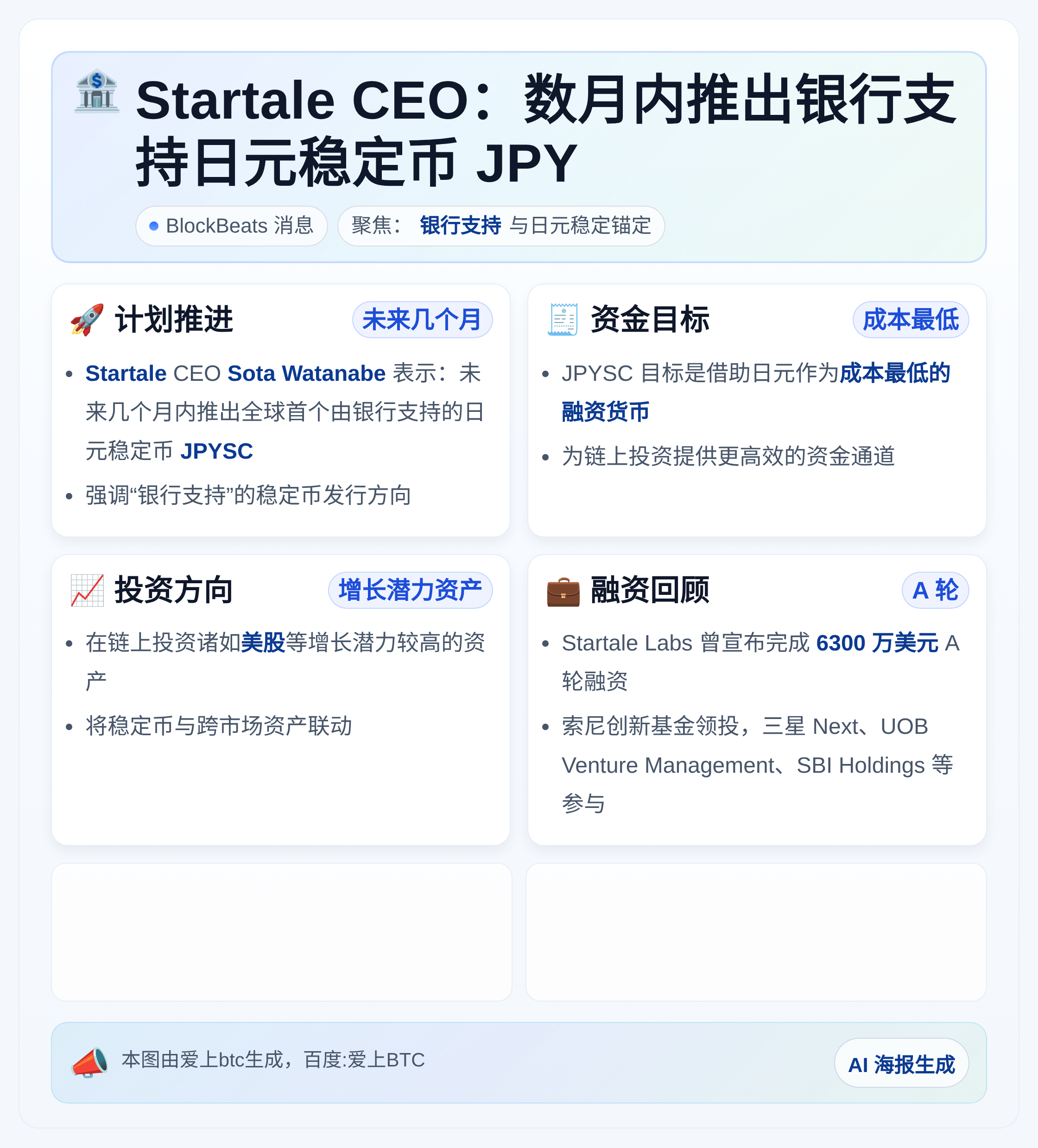 Startale CEO：数月内推出银行支持日元稳定币JPY