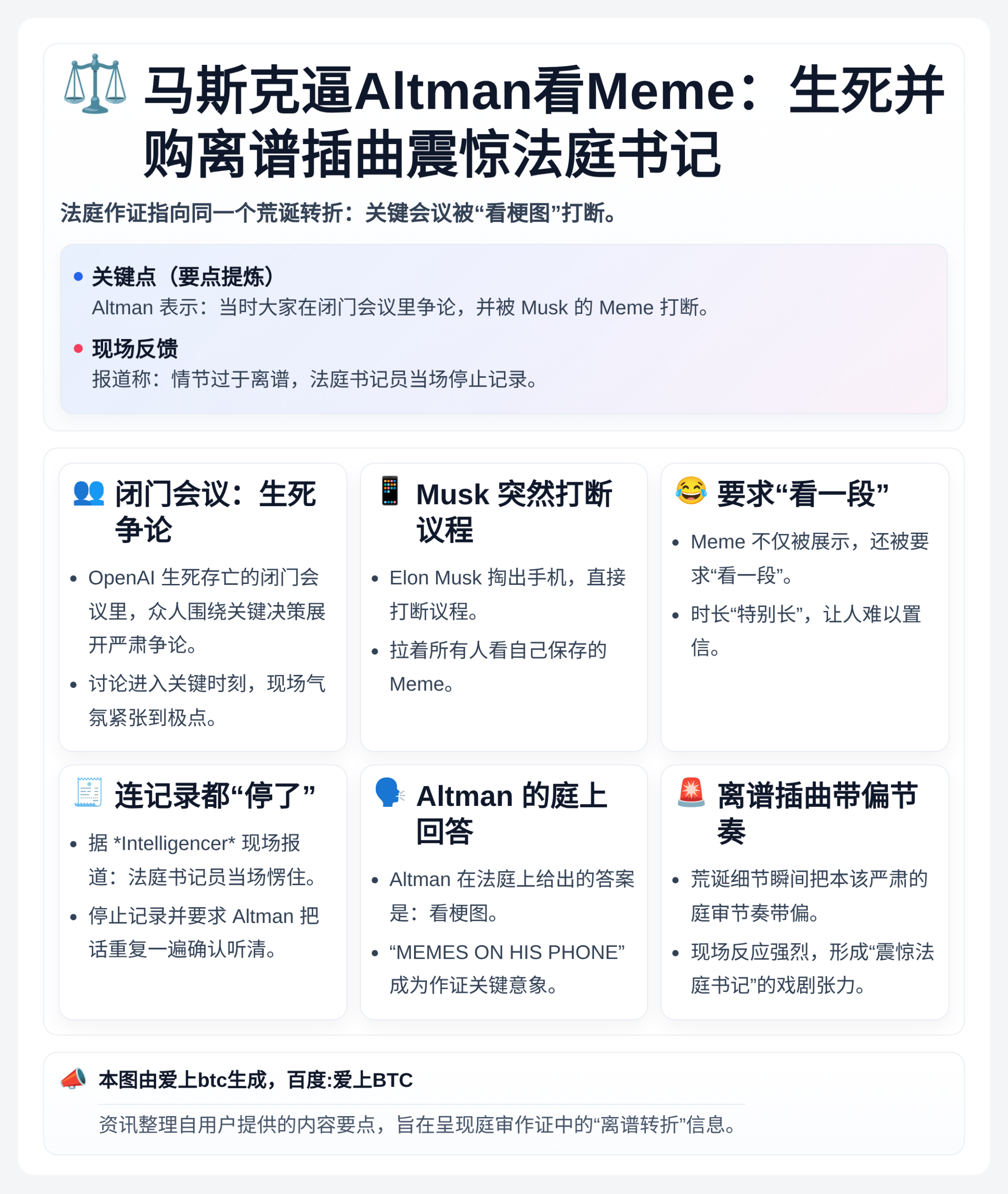马斯克逼Altman看Meme：生死并购离谱插曲震惊法庭书记