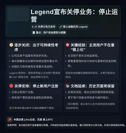 Legend宣布关停业务：7月12日停止运营