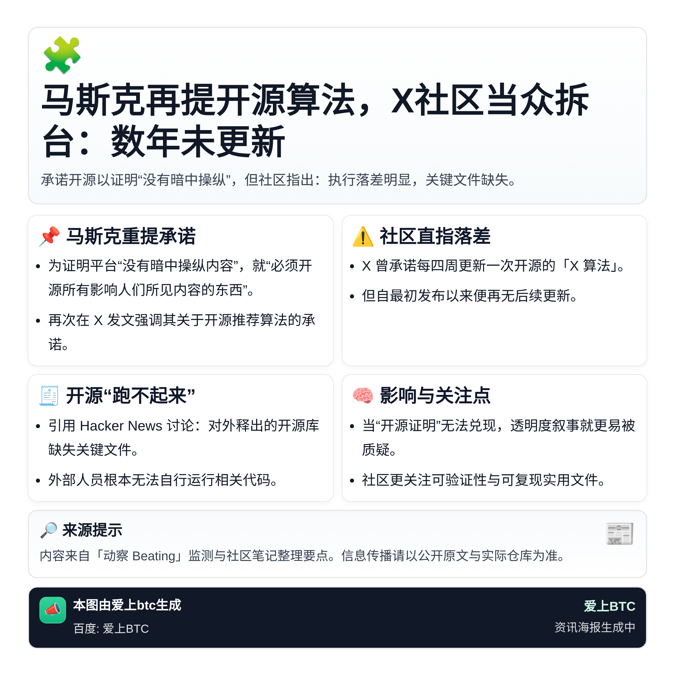 马斯克再提开源算法，X社区当众拆台：数年未更新