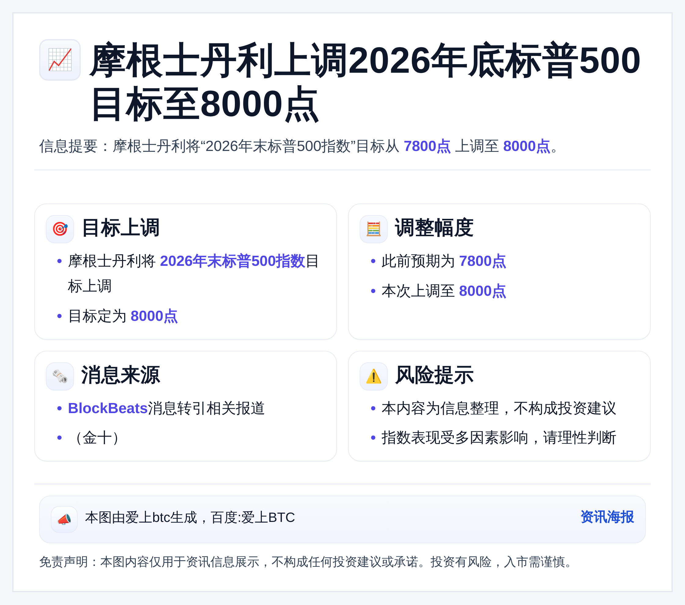 摩根士丹利上调2026年底标普500目标至8000点