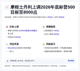 摩根士丹利上调2026年底标普500目标至8000点