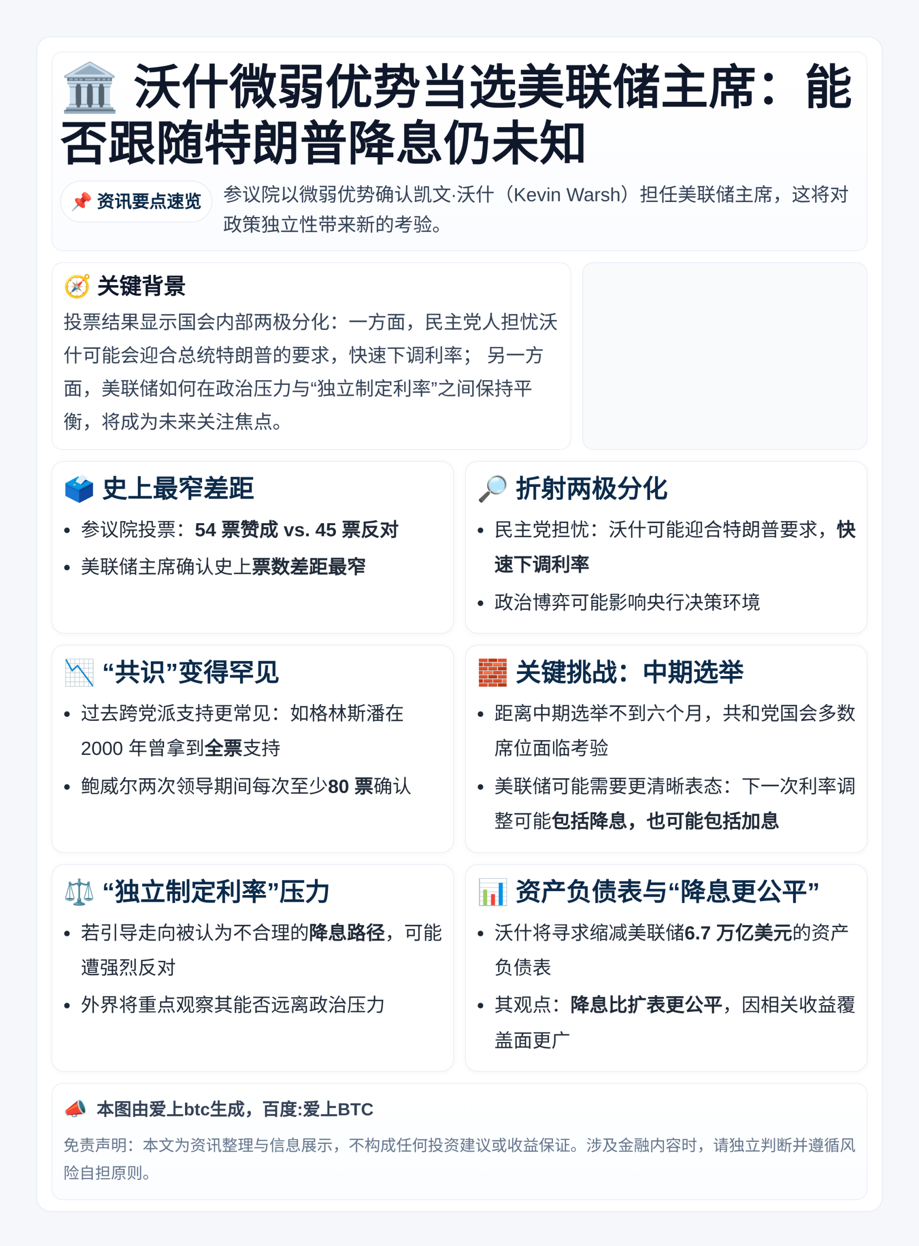 沃什微弱优势当选美联储主席：能否跟随特朗普降息仍未知