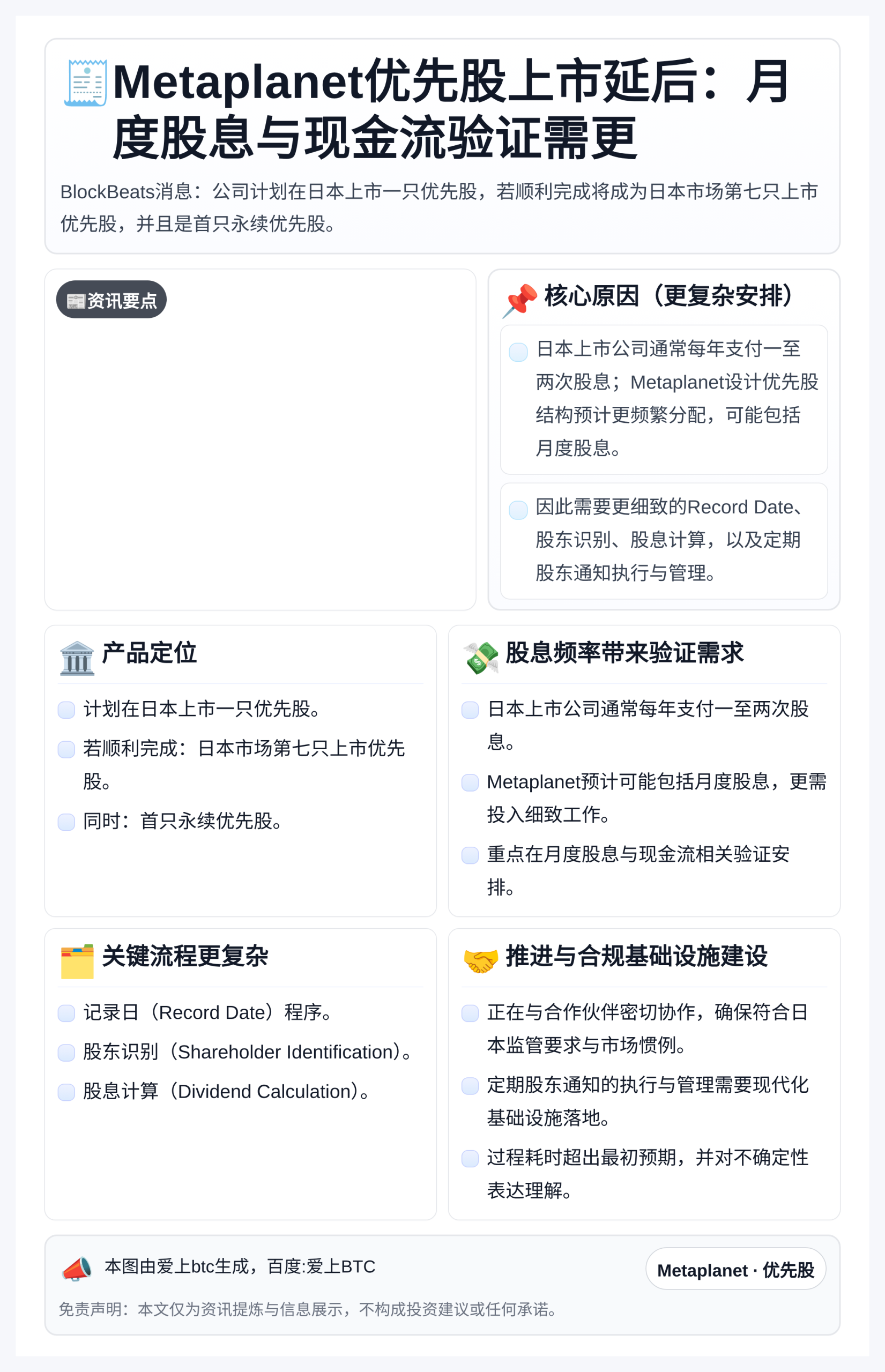 Metaplanet优先股上市延后：月度股息与现金流验证需更
