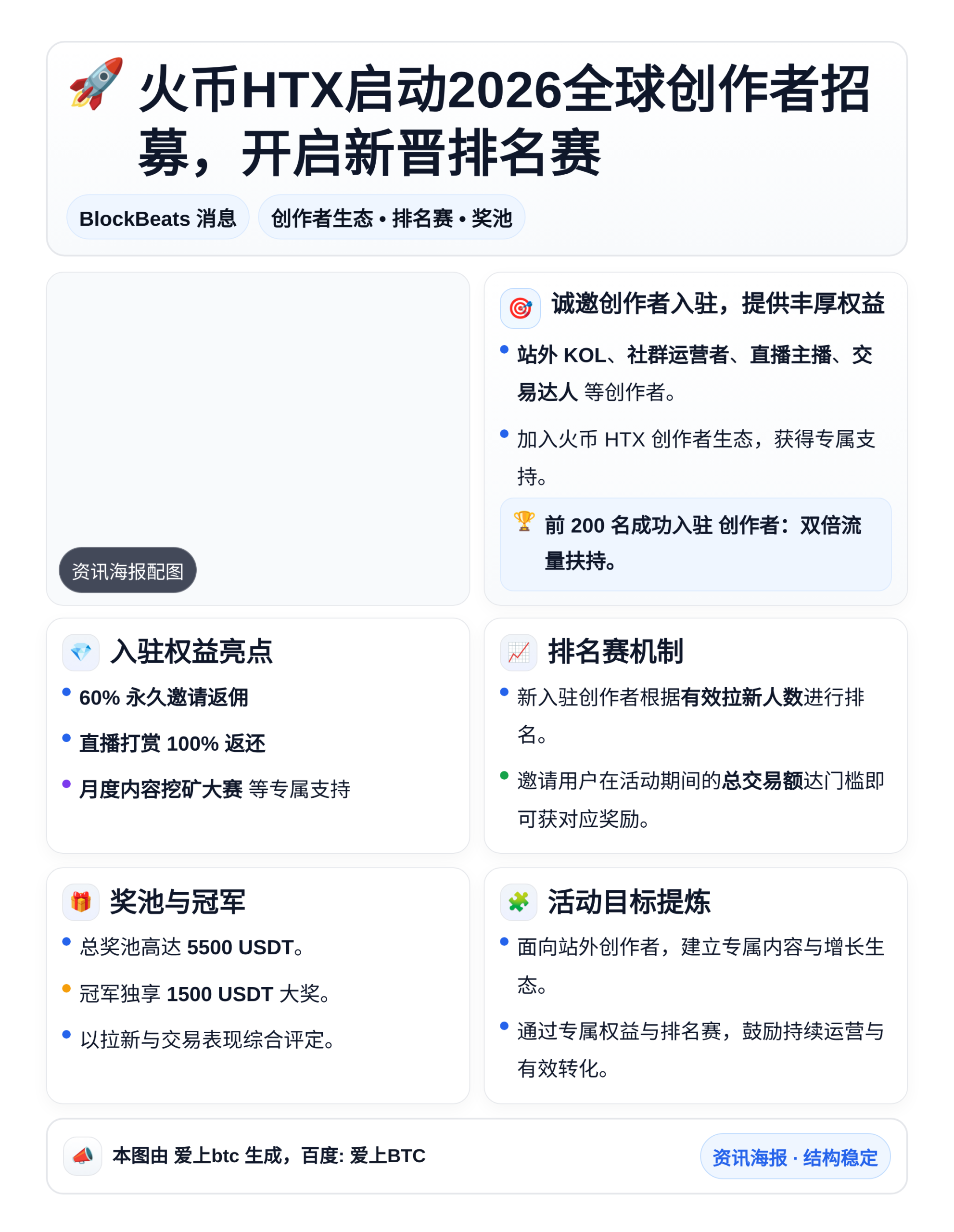 火币HTX启动2026全球创作者招募，开启新晋排名赛