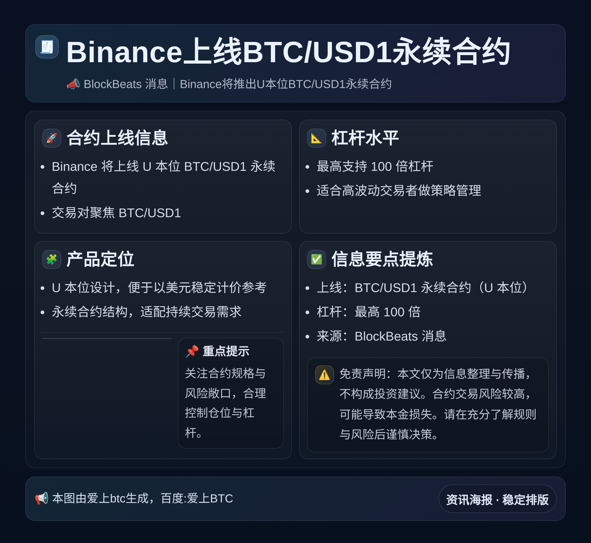 Binance上线BTC/USD1永续合约