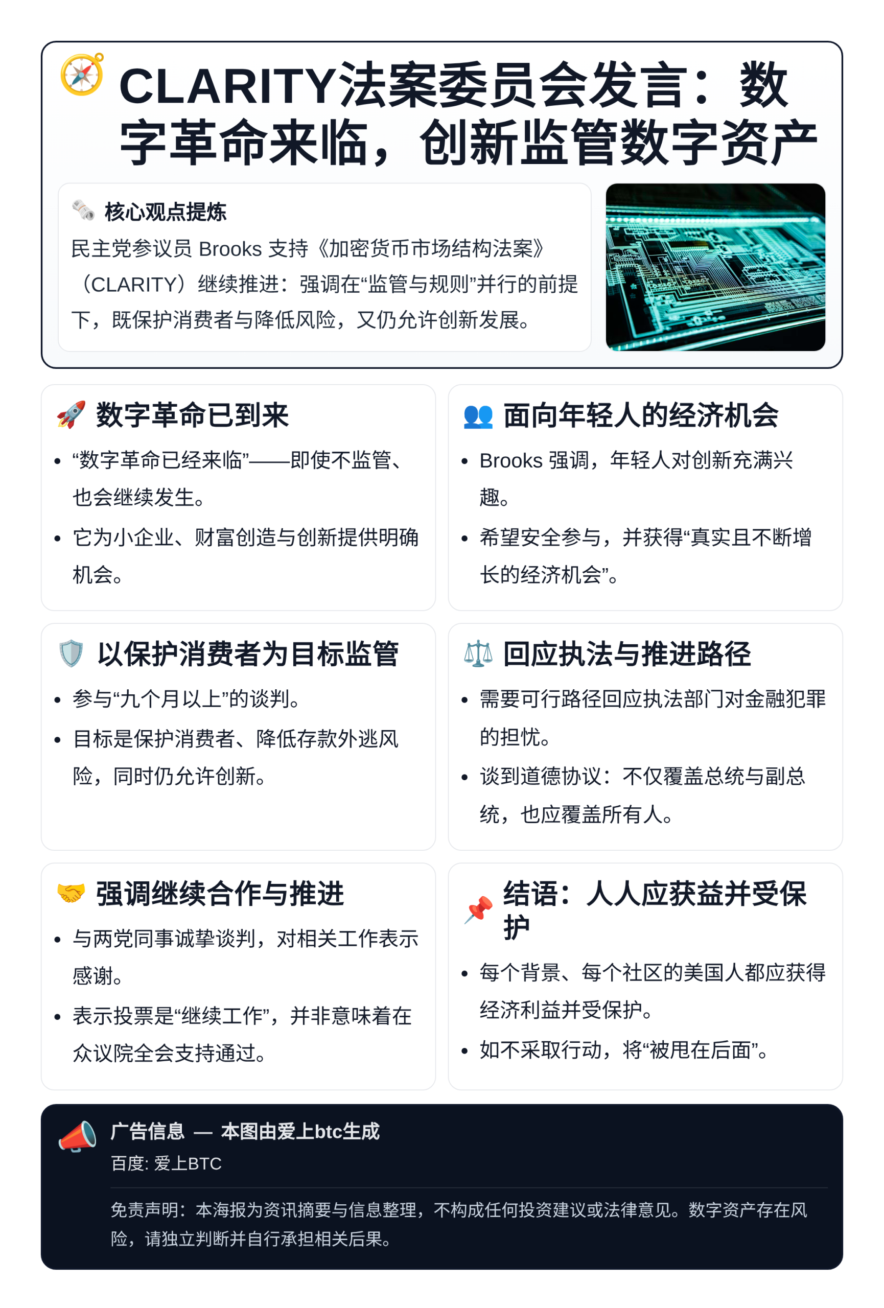 CLARITY法案委员会发言：数字革命来临，创新监管数字资产