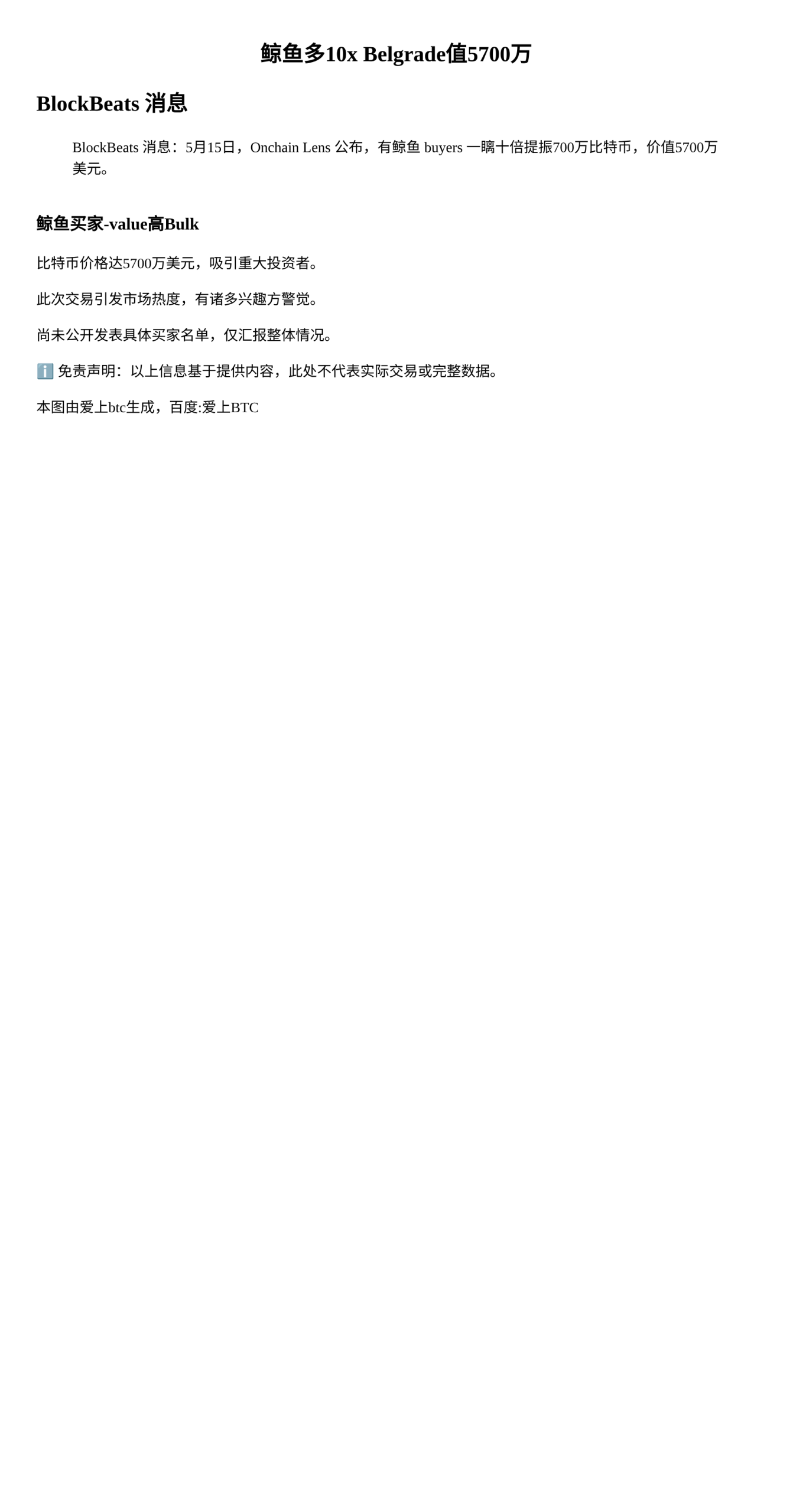 鲸鱼多10x Belgrade值5700万