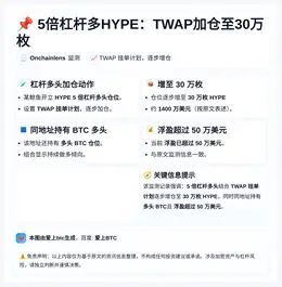 5倍杠杆多HYPE：TWAP加仓至30万枚
