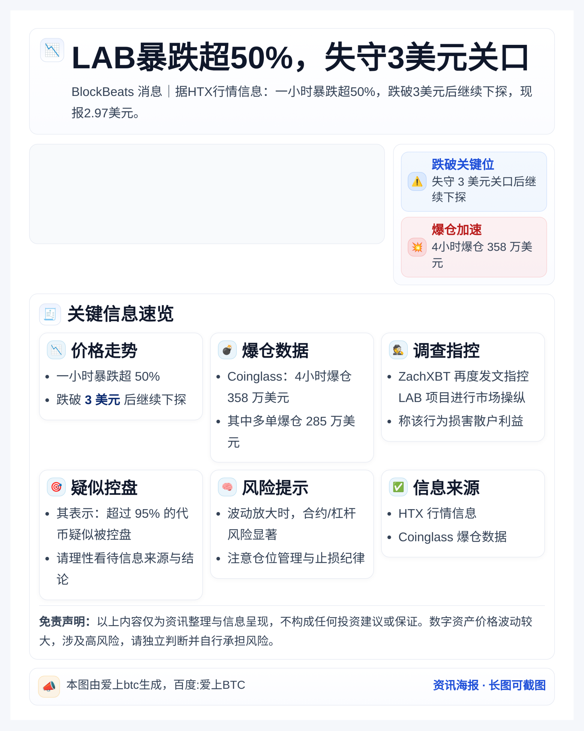 LAB暴跌超50%，失守3美元关口