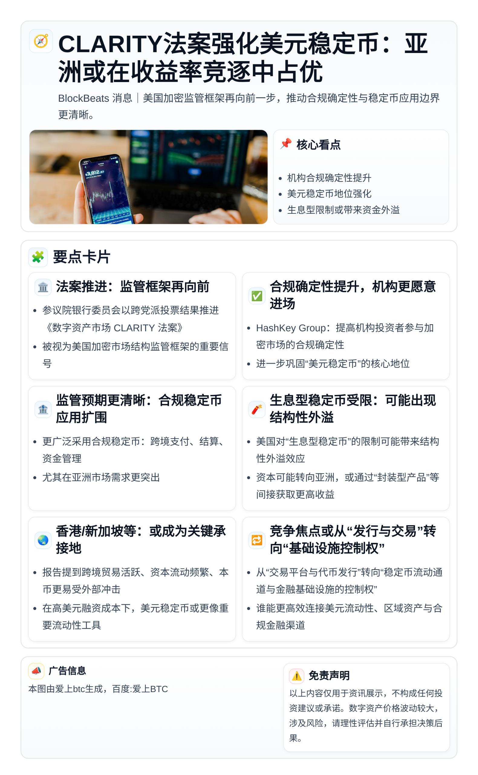 CLARITY法案强化美元稳定币：亚洲或在收益率竞逐中占优