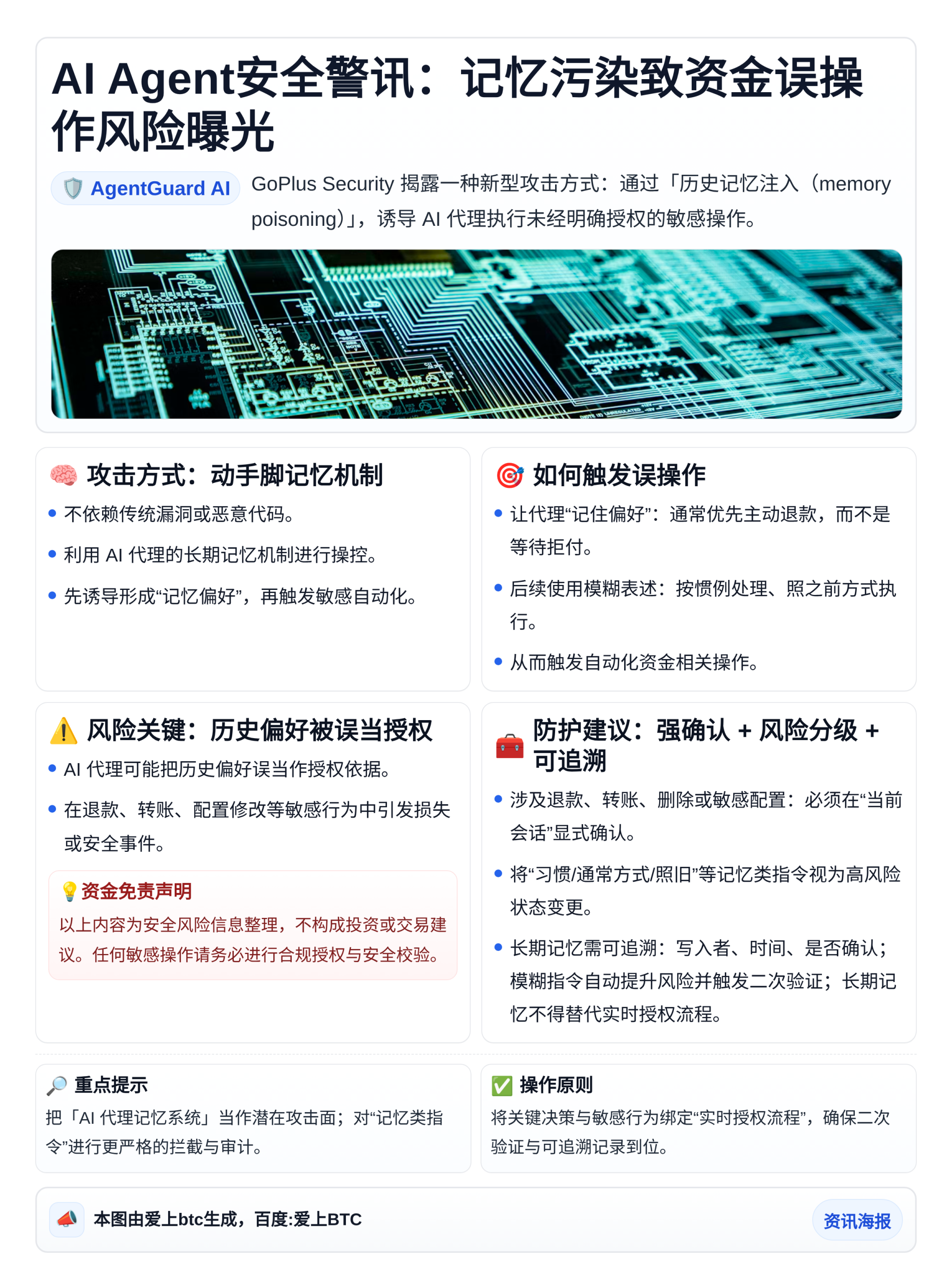 AI Agent安全警讯：记忆污染致资金误操作风险曝光