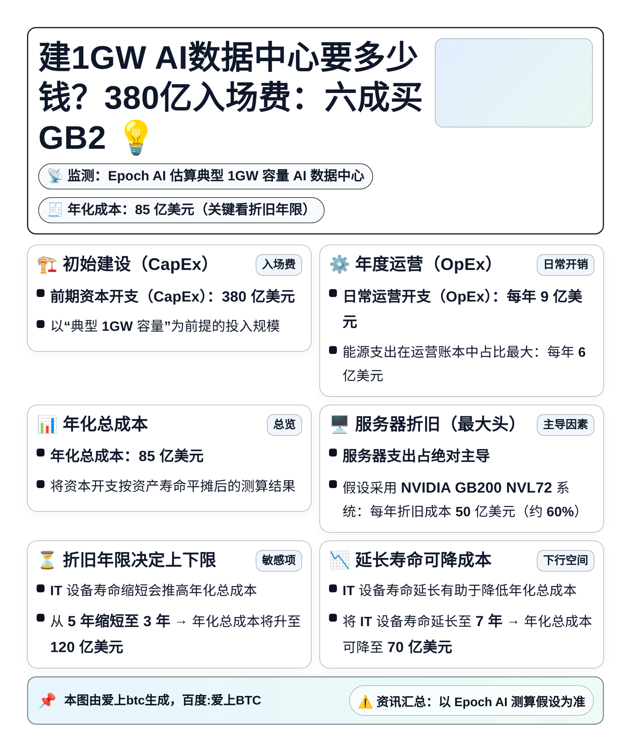 建1GW AI数据中心要多少钱？380亿入场费：六成买GB2