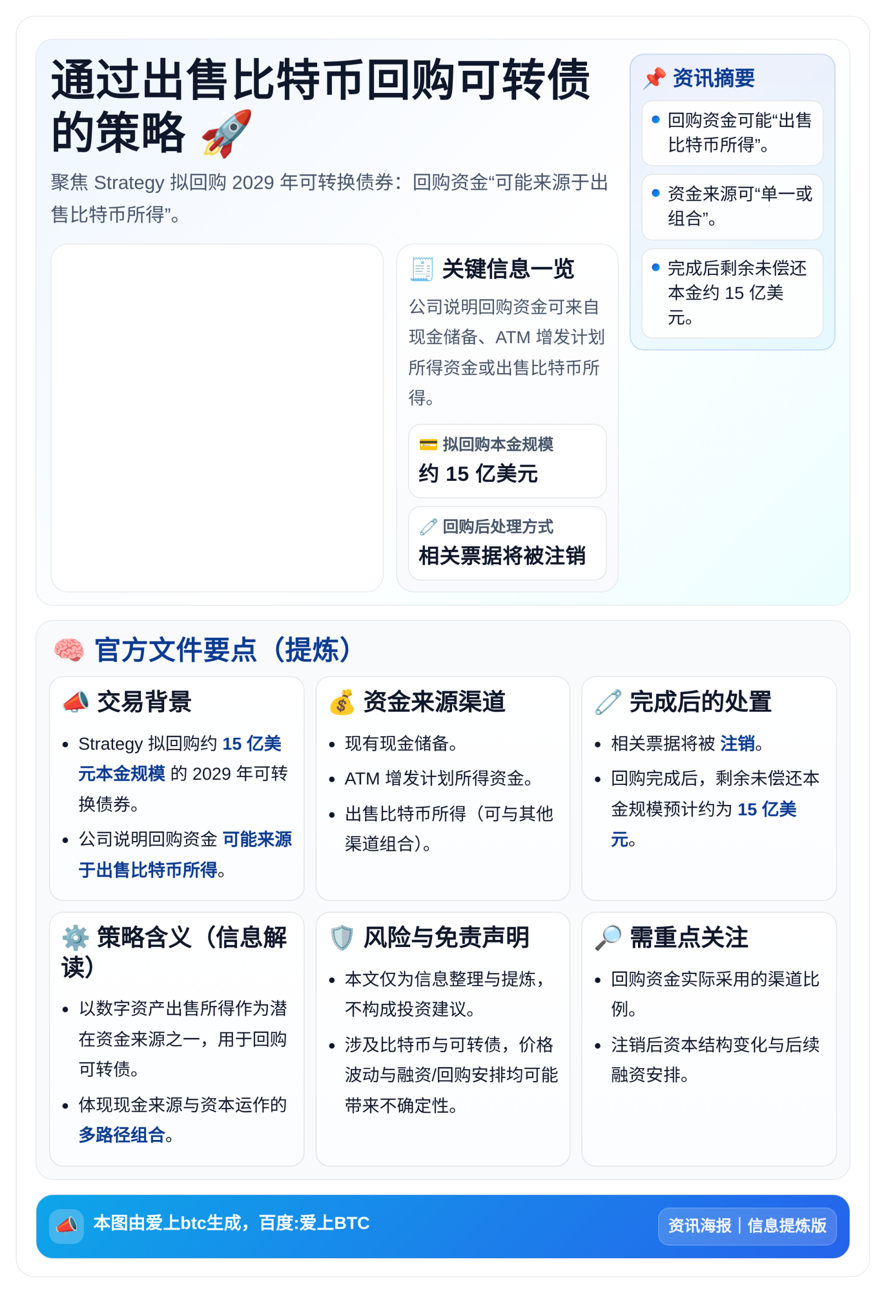 通过出售比特币回购可转债的策略