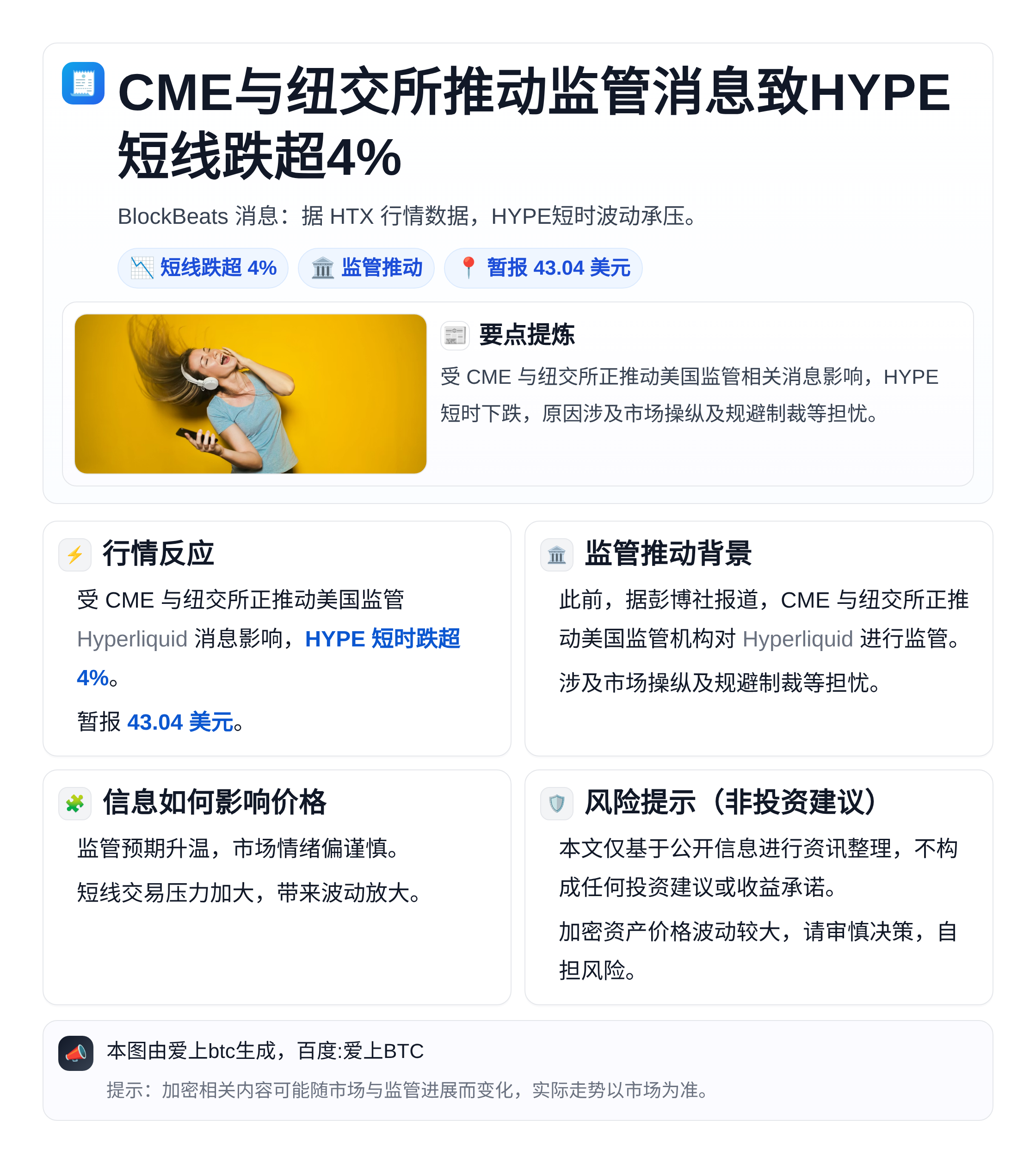 CME与纽交所推动监管消息致HYPE短线跌超4%