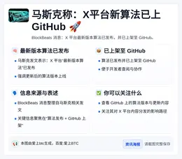 马斯克称：X平台新算法已上GitHub