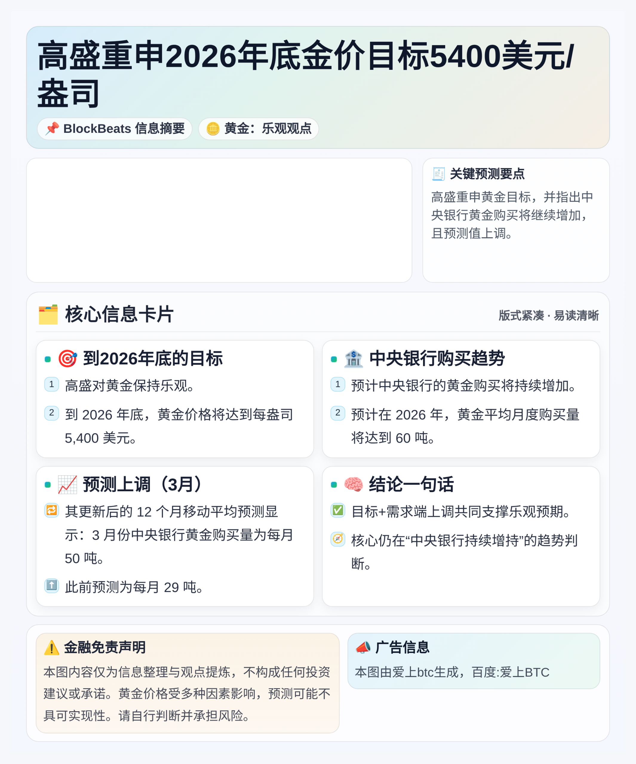 高盛重申2026年底金价目标5400美元/盎司