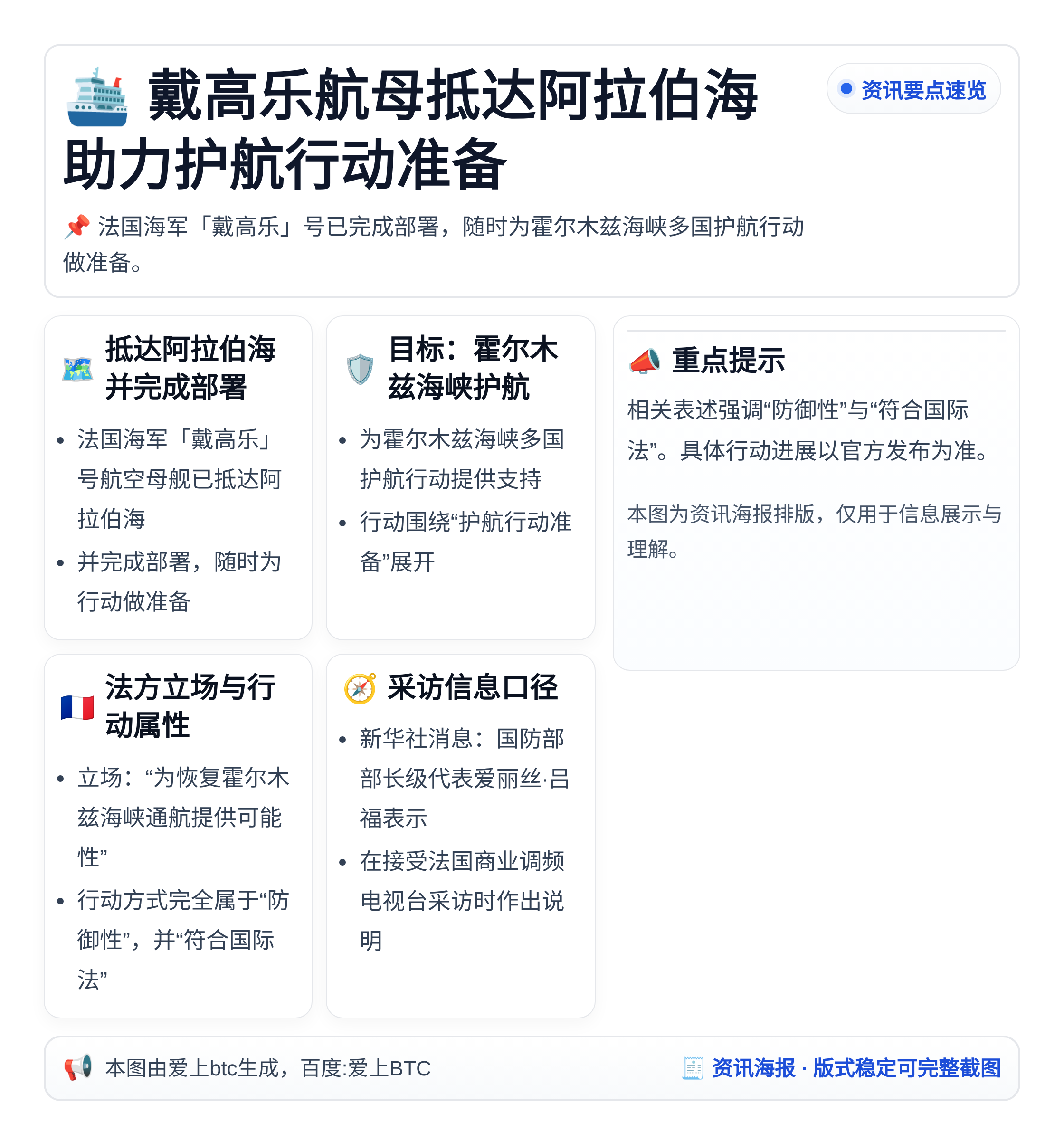 戴高乐航母抵达阿拉伯海 助力护航行动准备